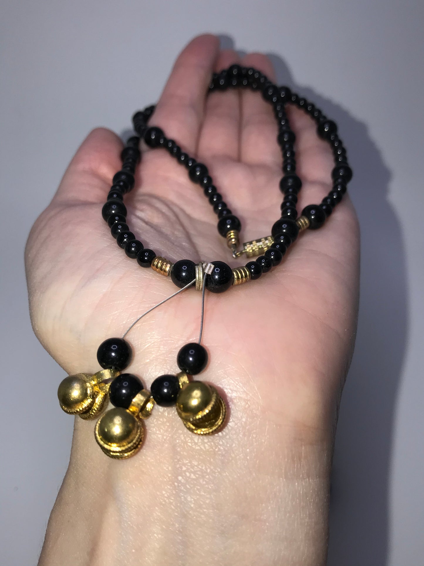 22" Long Onyx And Obsidian Beaded Necklace Set