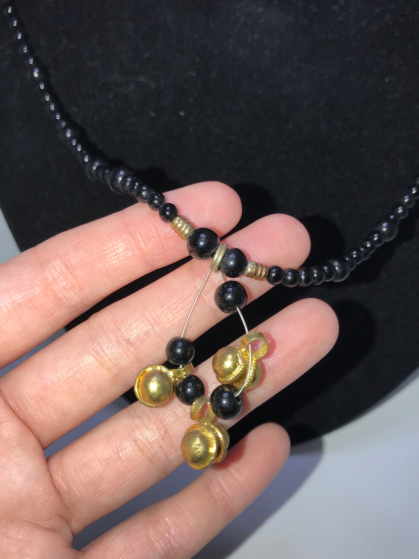 22" Long Onyx And Obsidian Beaded Necklace Set