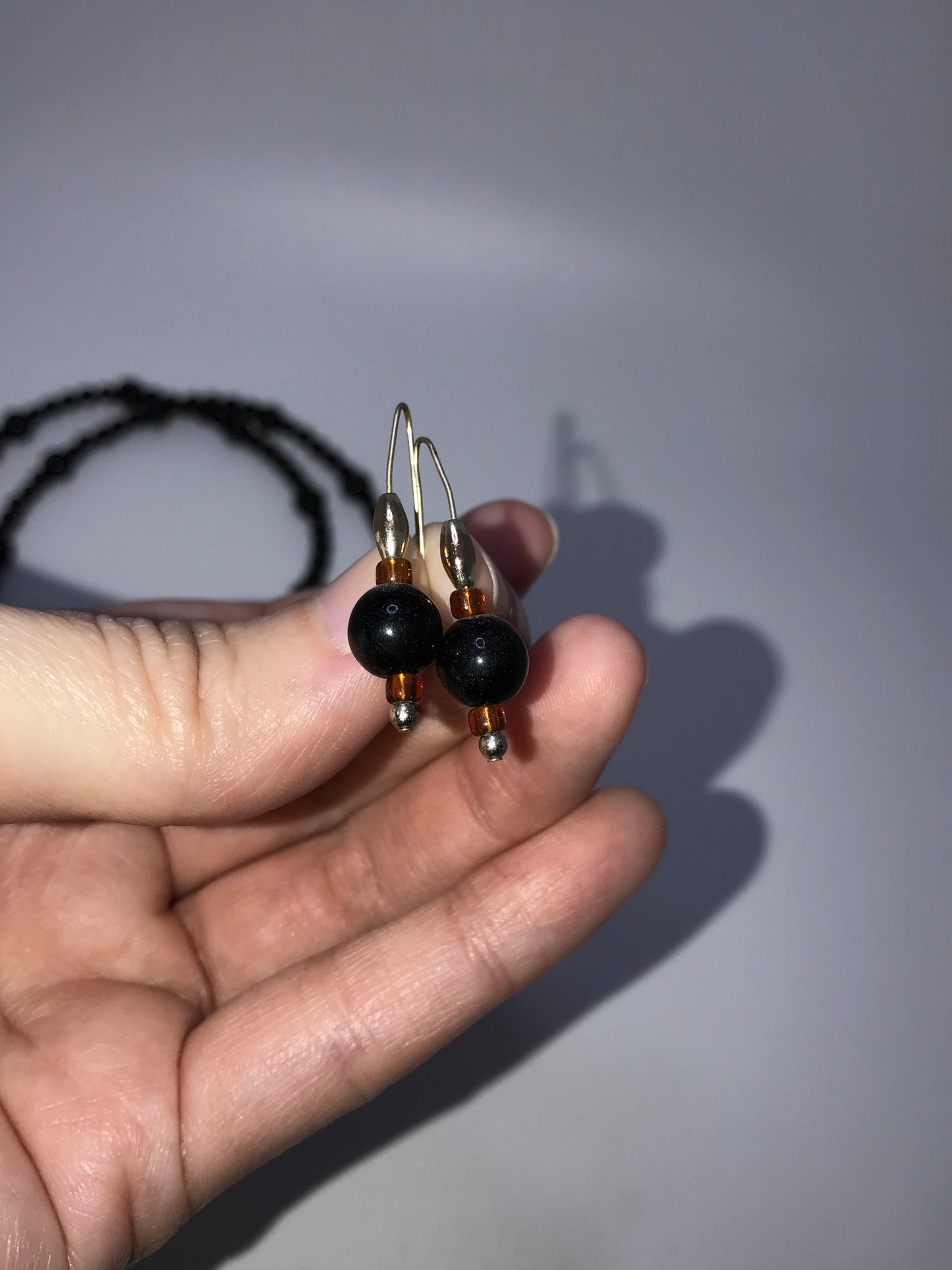 22" Long Onyx And Obsidian Beaded Necklace Set