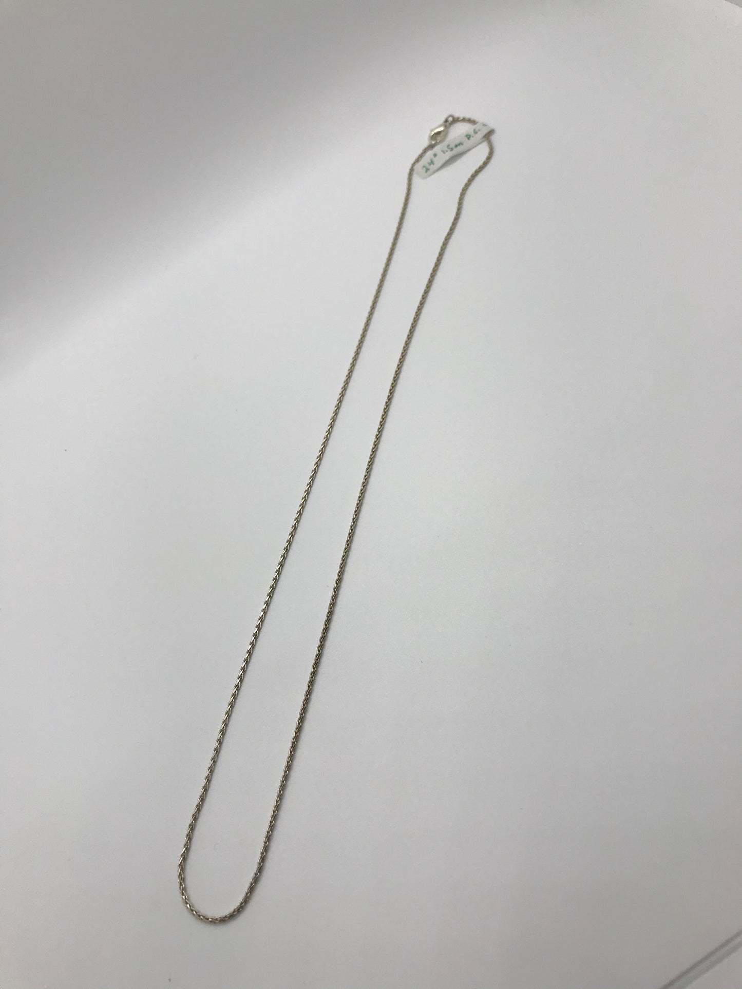 24" Sterling Silver 1.5mm Diamond Cut Wheat Chain Necklace