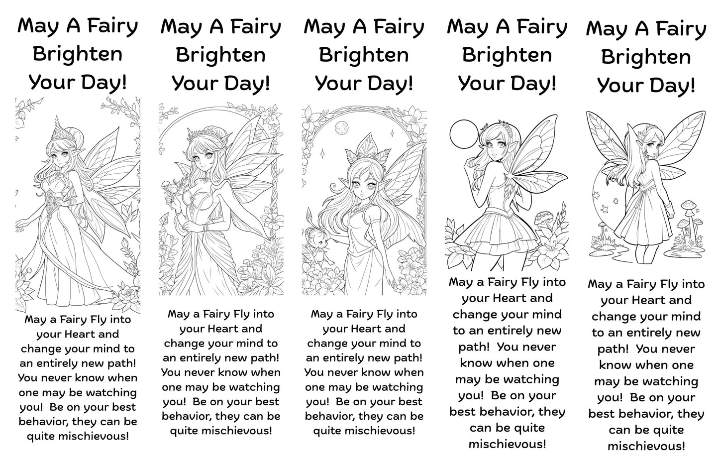 Color Your Own Fairy Bookmarks, 5 qty!