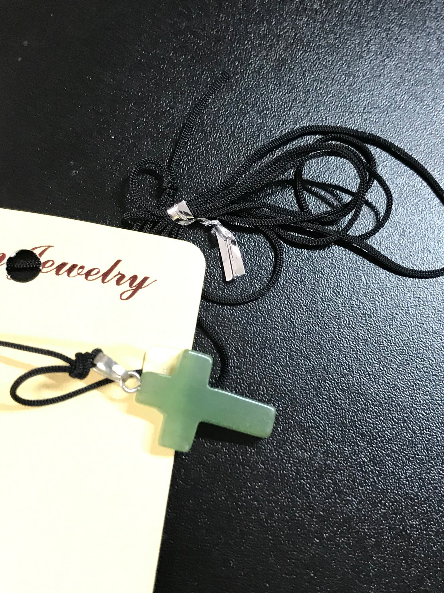 32" Nylon Cord Necklaces with Stone Cross