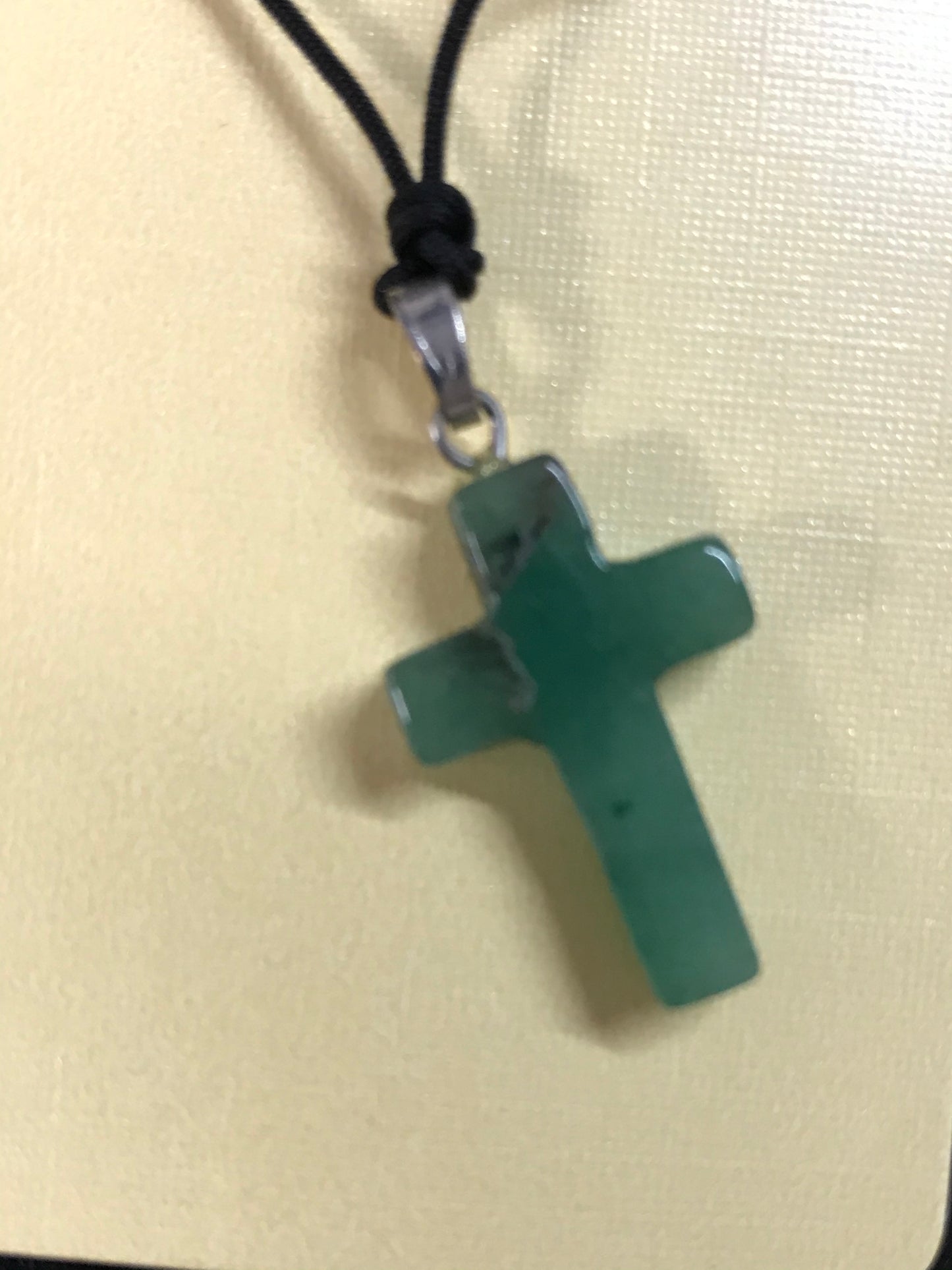 32" Nylon Cord Necklaces with Stone Cross