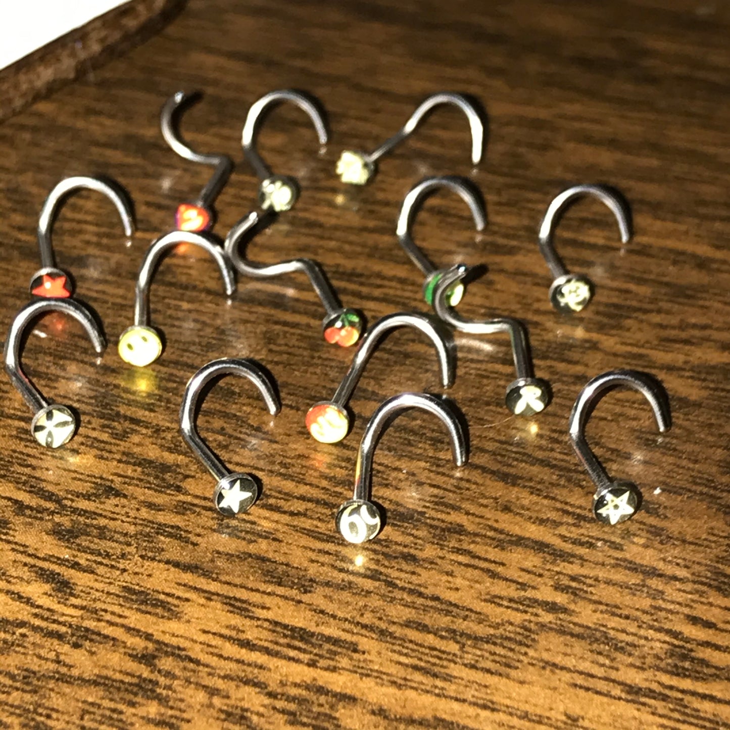Black with White Playboy Bunny 18 Gauge C-shaped Nose Ring