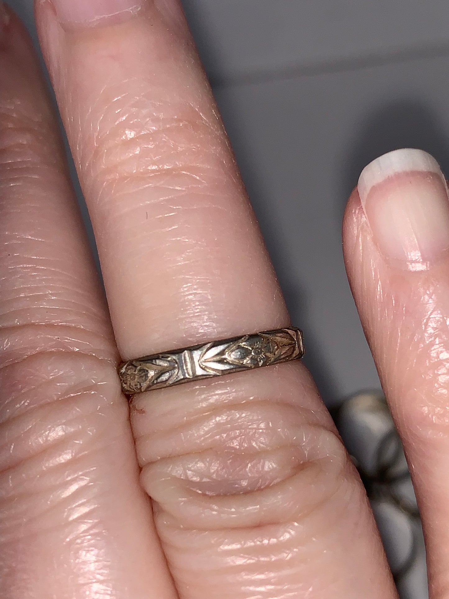 Sterling Silver Floral Design Ring, Size 3 1/4