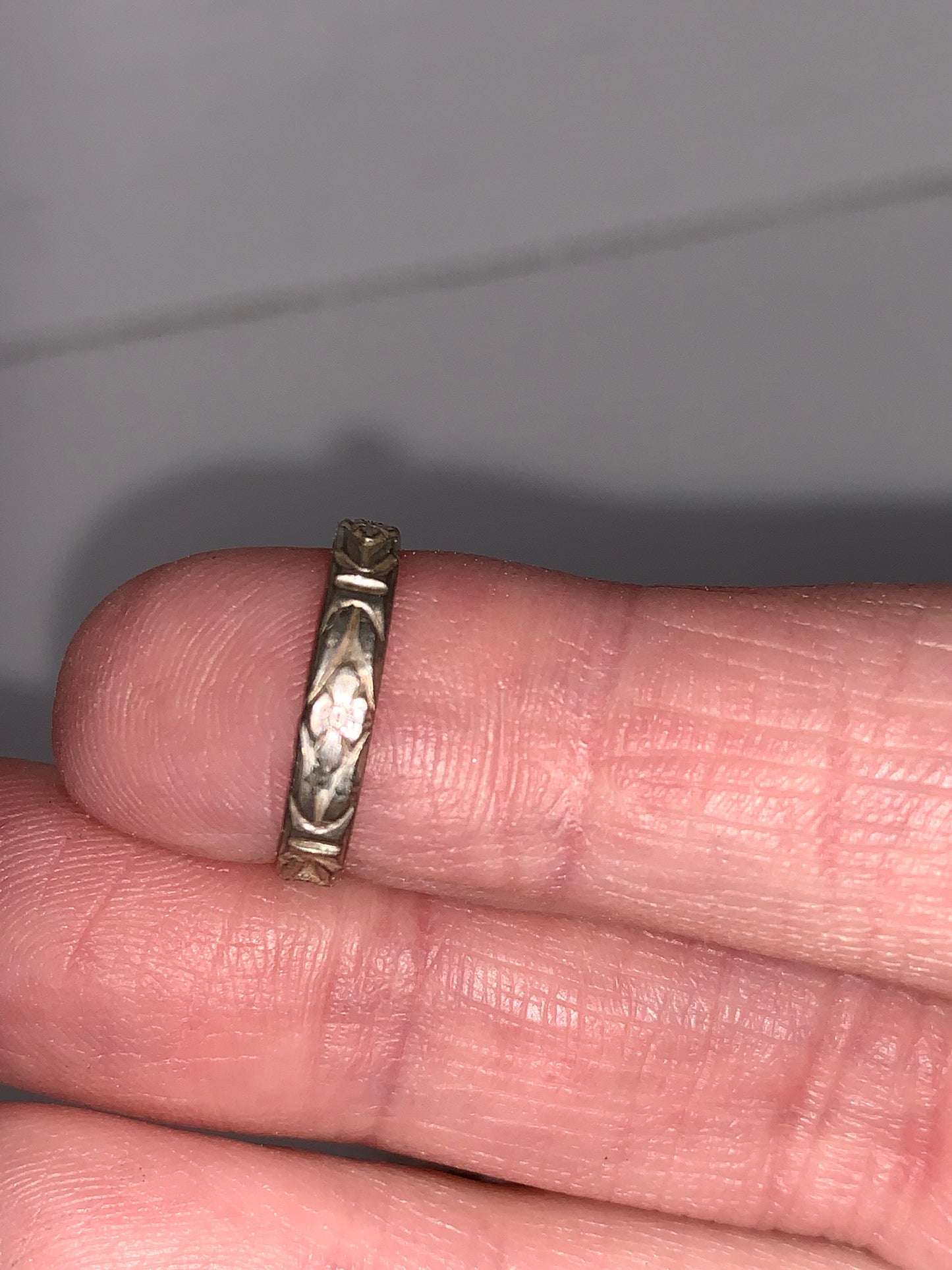 3/4 3mm Sterling Silver Floral Ring