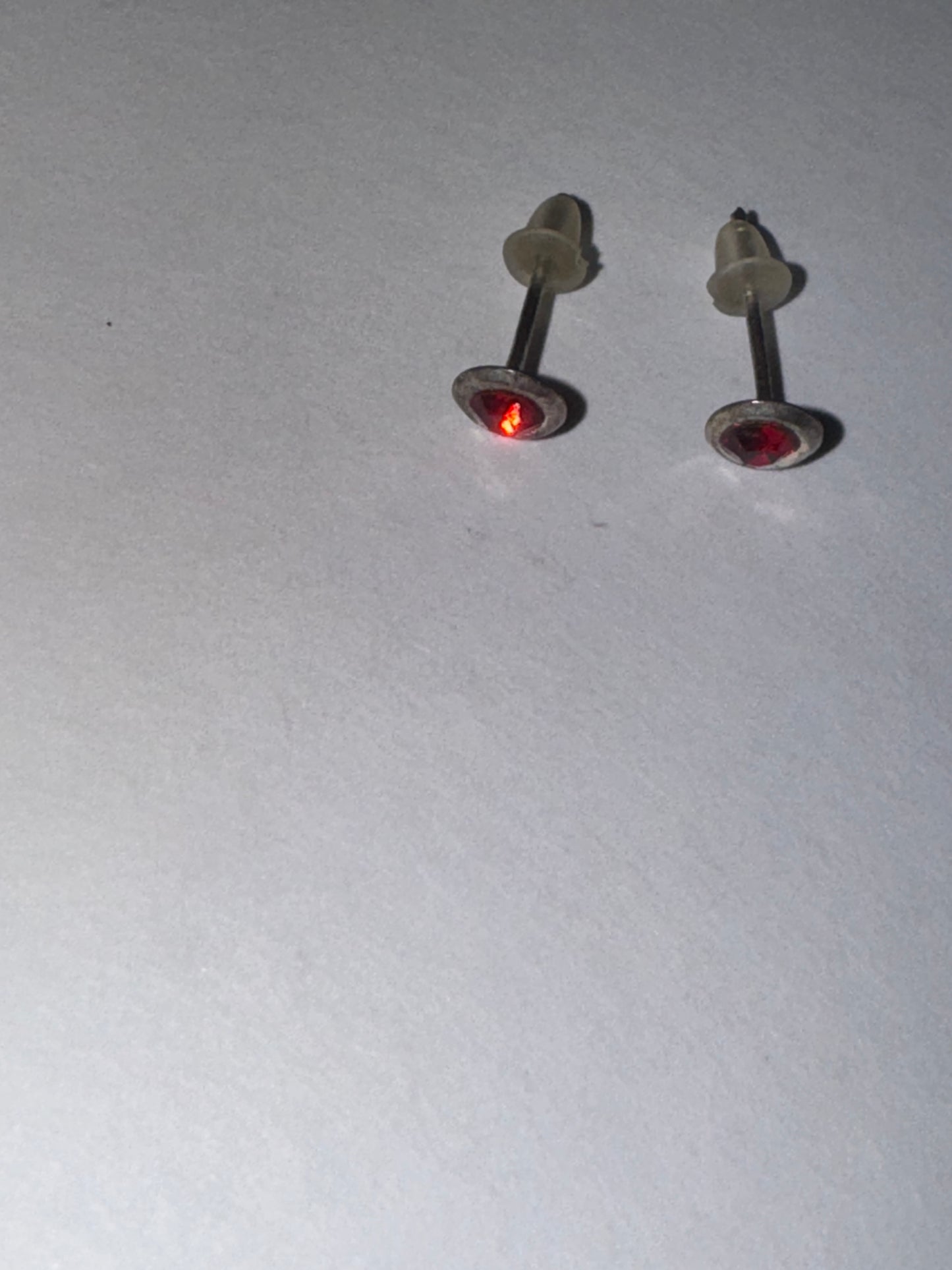 5 Mm Round Ruby Red Cz And Sterling Post Earrings
