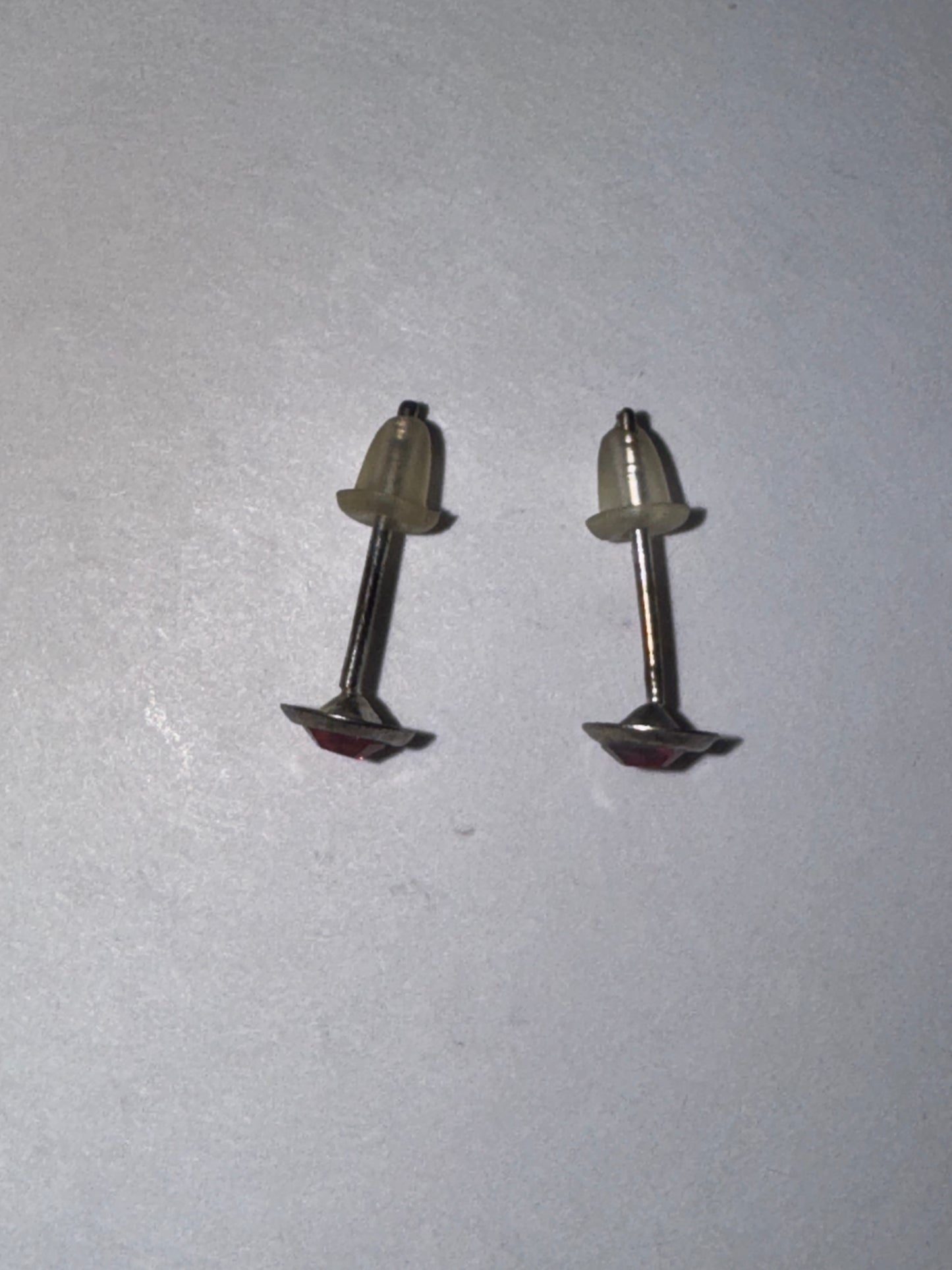 5 Mm Round Ruby Red Cz And Sterling Post Earrings