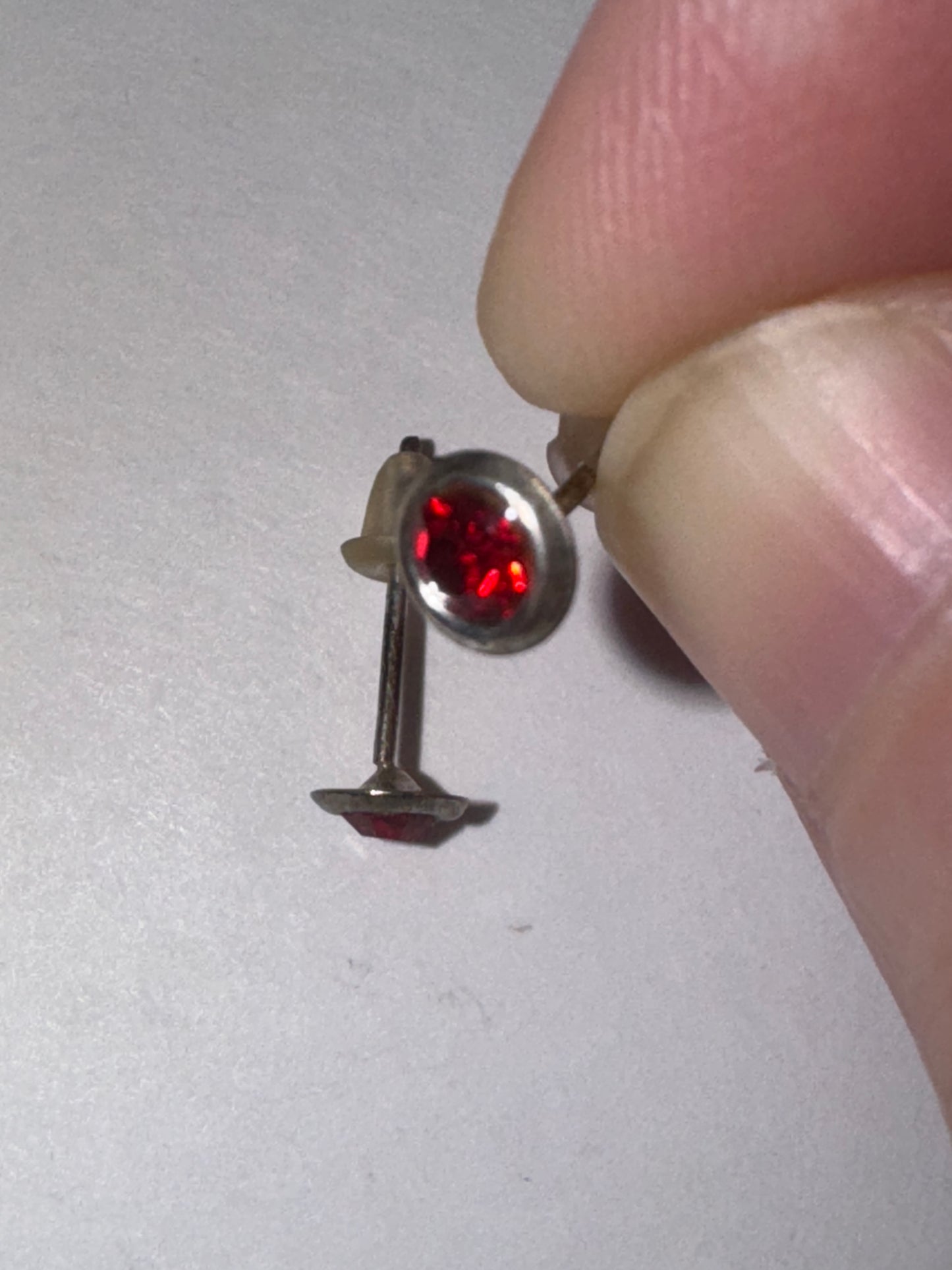 5 Mm Round Ruby Red Cz And Sterling Post Earrings