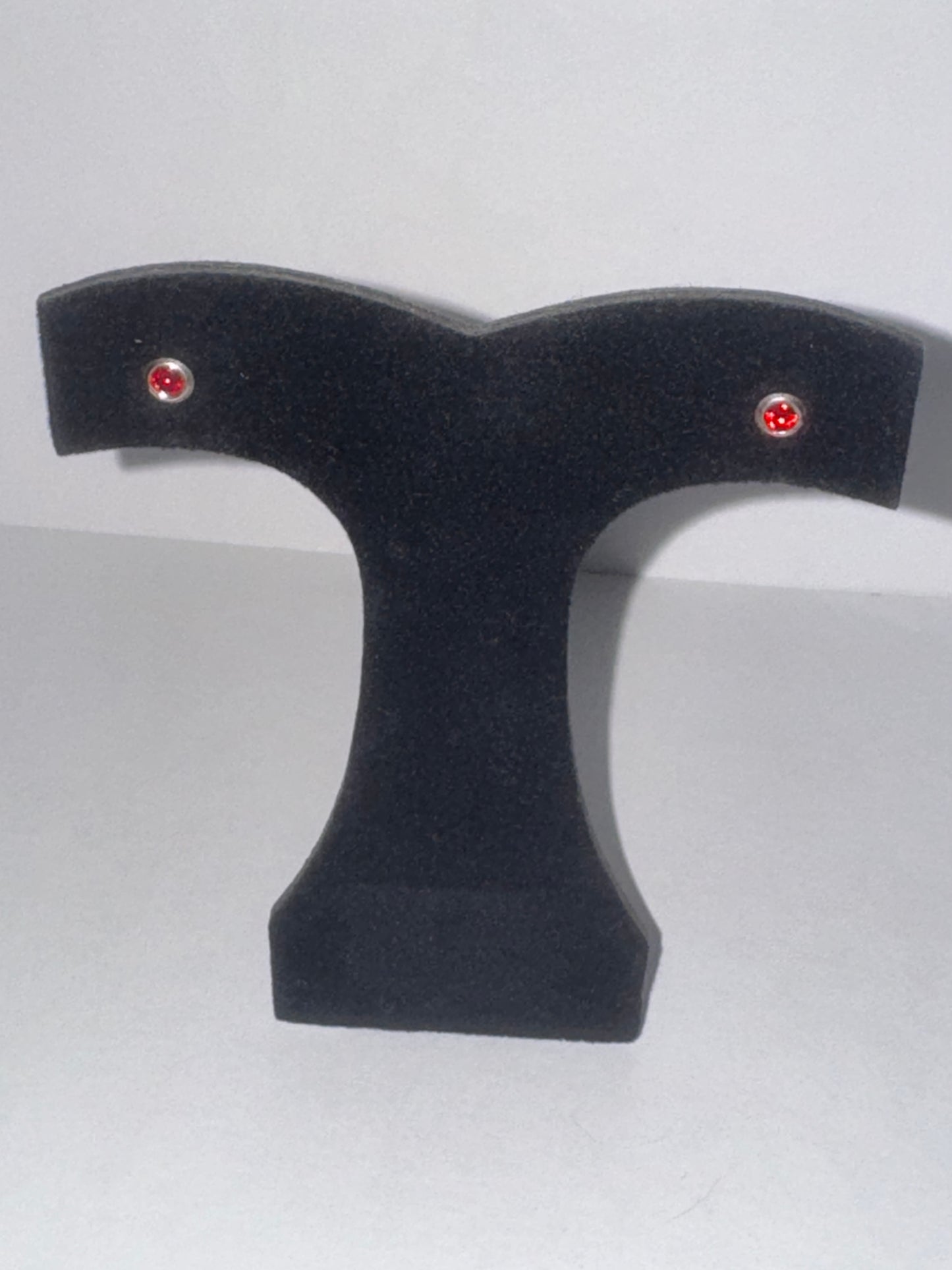 5 Mm Round Ruby Red Cz And Sterling Post Earrings