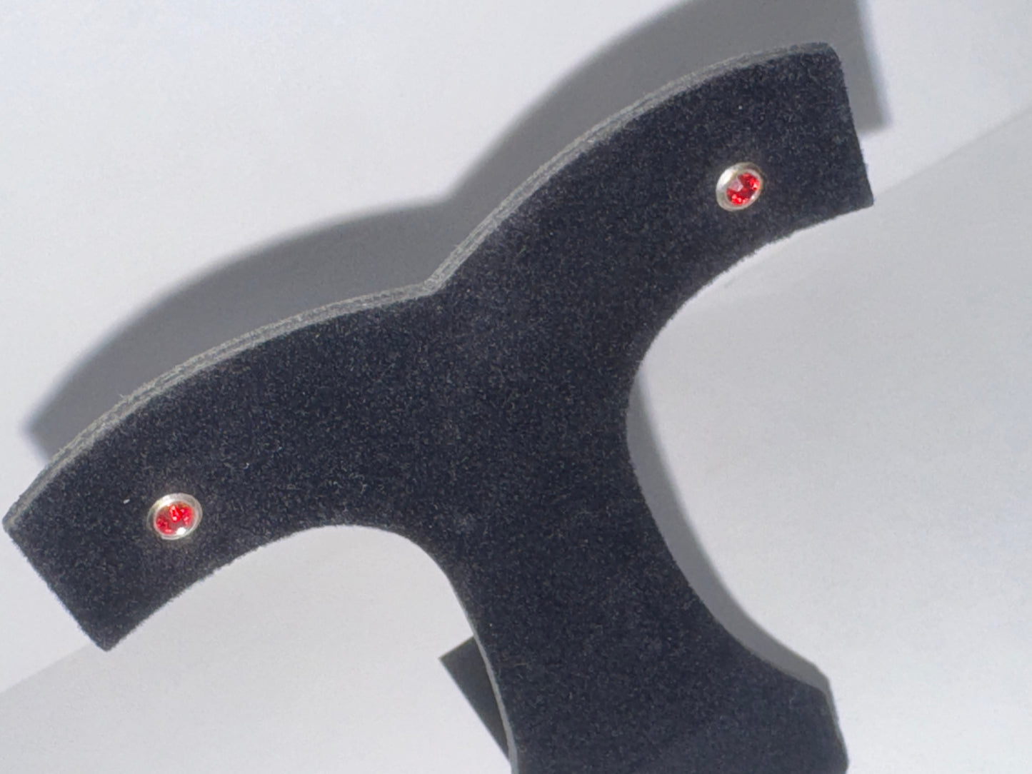 5 Mm Round Ruby Red Cz And Sterling Post Earrings