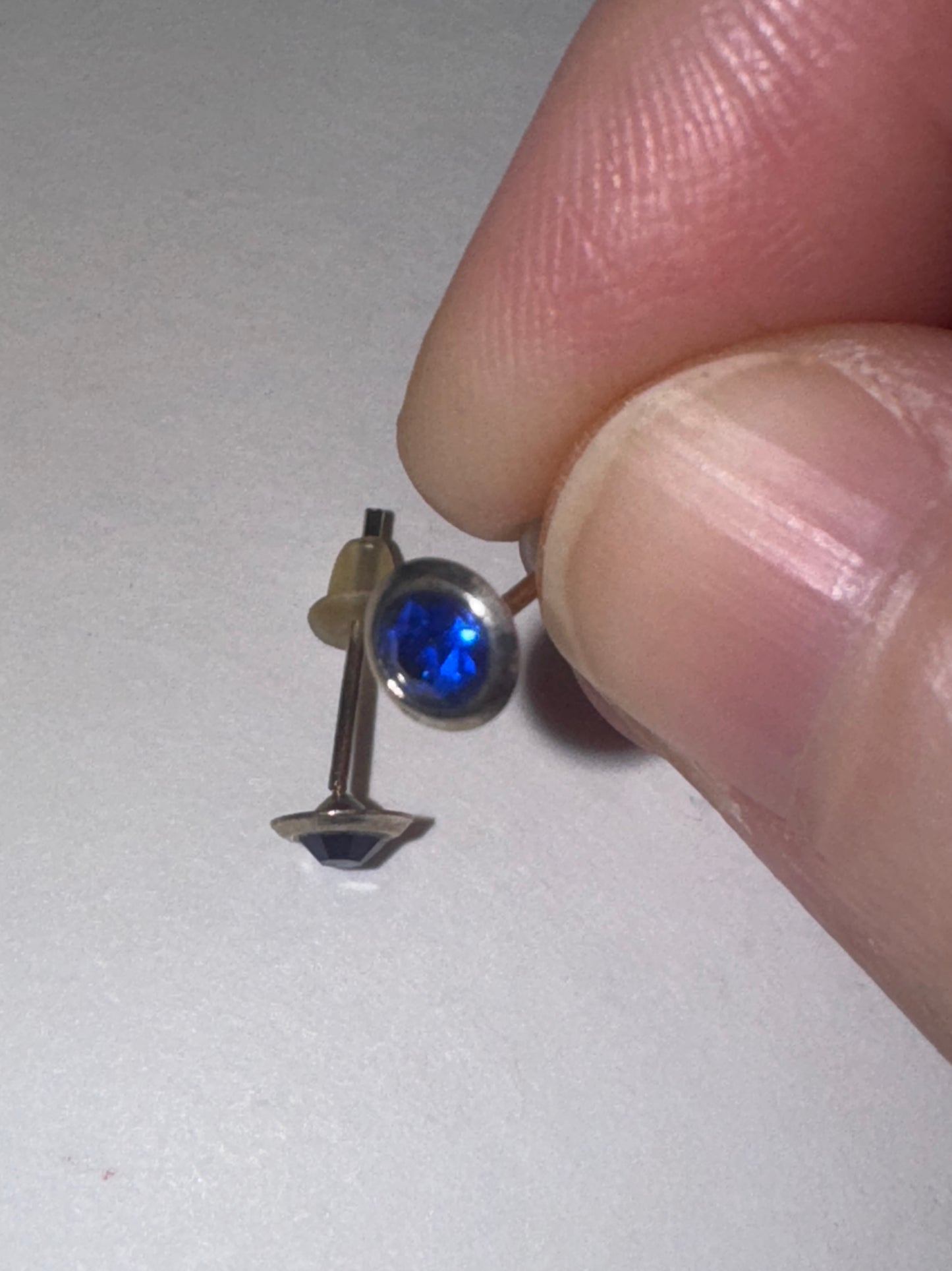 5 Mm Round Sapphire Blue Cz And Sterling Post Earrings