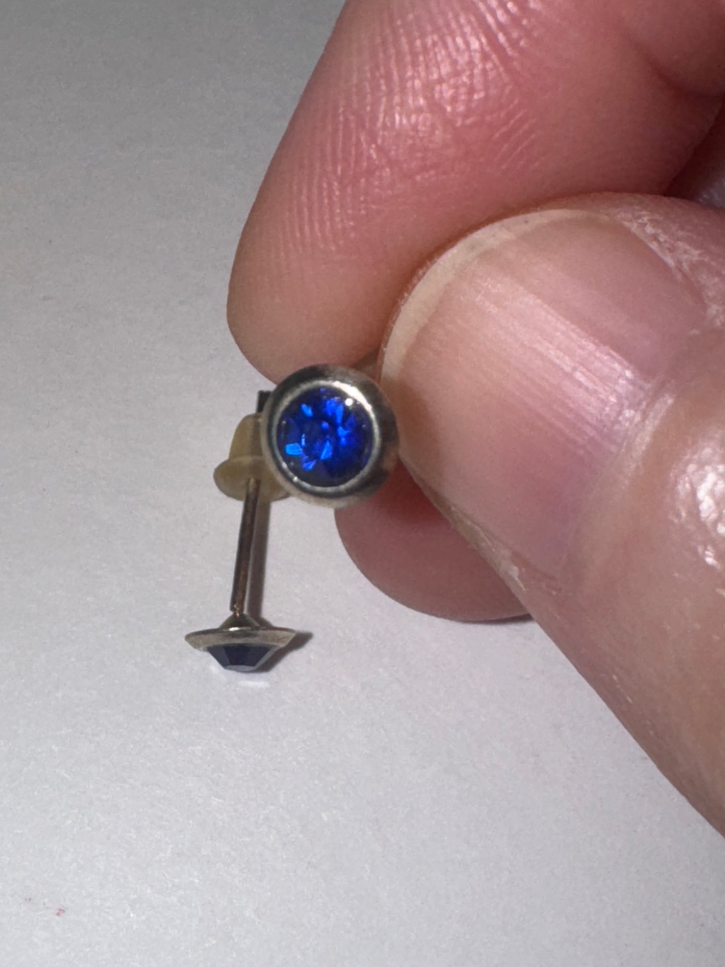 5 Mm Round Sapphire Blue Cz And Sterling Post Earrings
