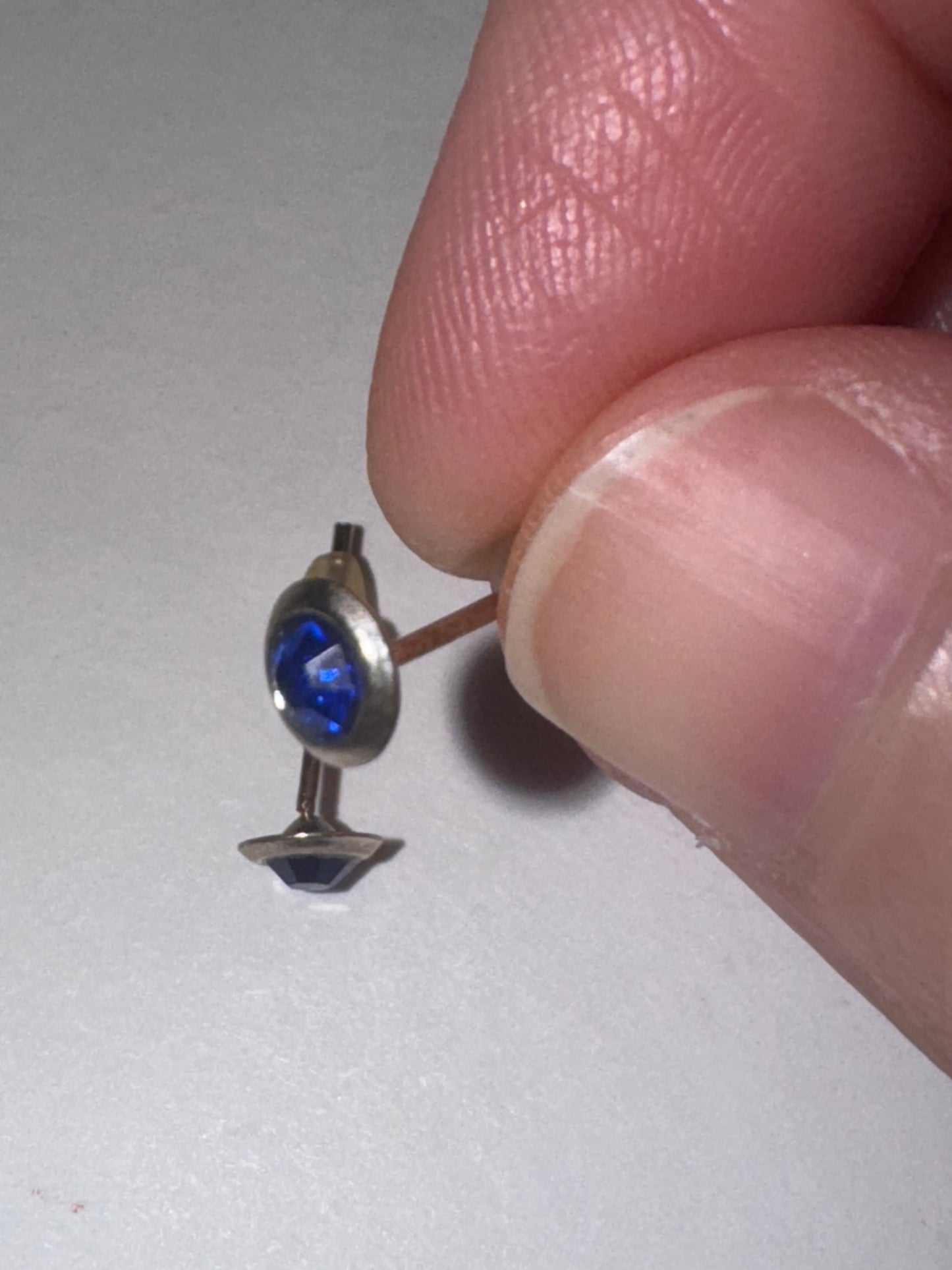 5 Mm Round Sapphire Blue Cz And Sterling Post Earrings