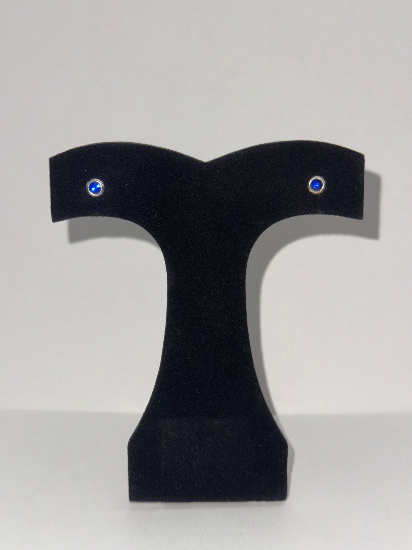 5 Mm Round Sapphire Blue Cz And Sterling Post Earrings