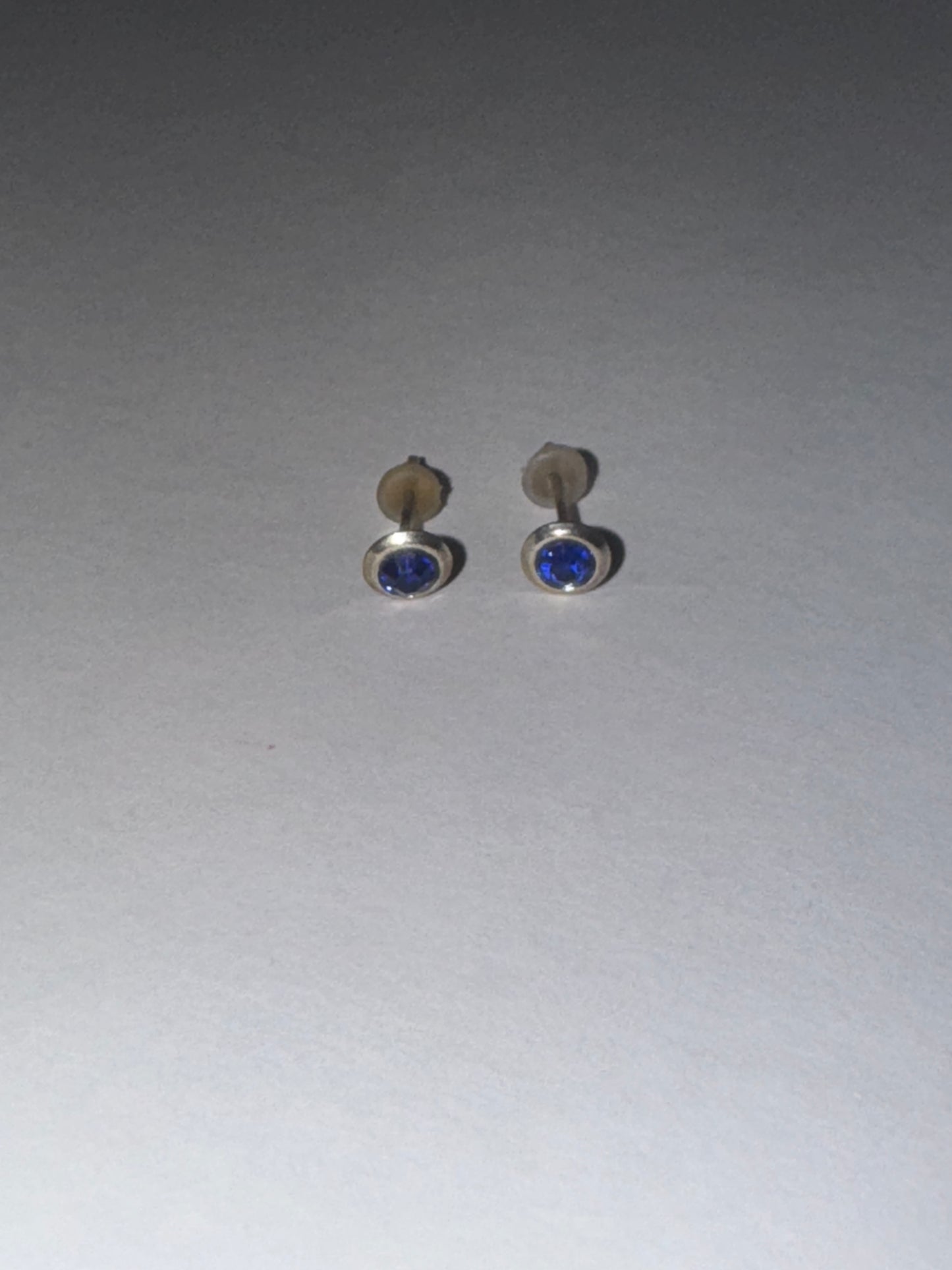 5 Mm Round Sapphire Blue Cz And Sterling Post Earrings