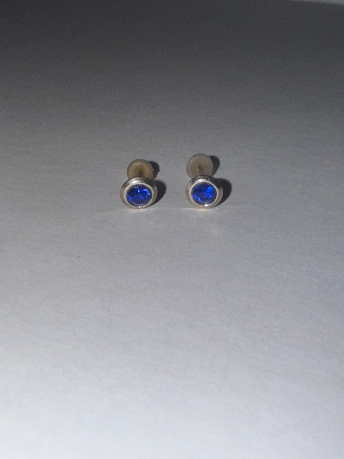 5 Mm Round Sapphire Blue Cz And Sterling Post Earrings