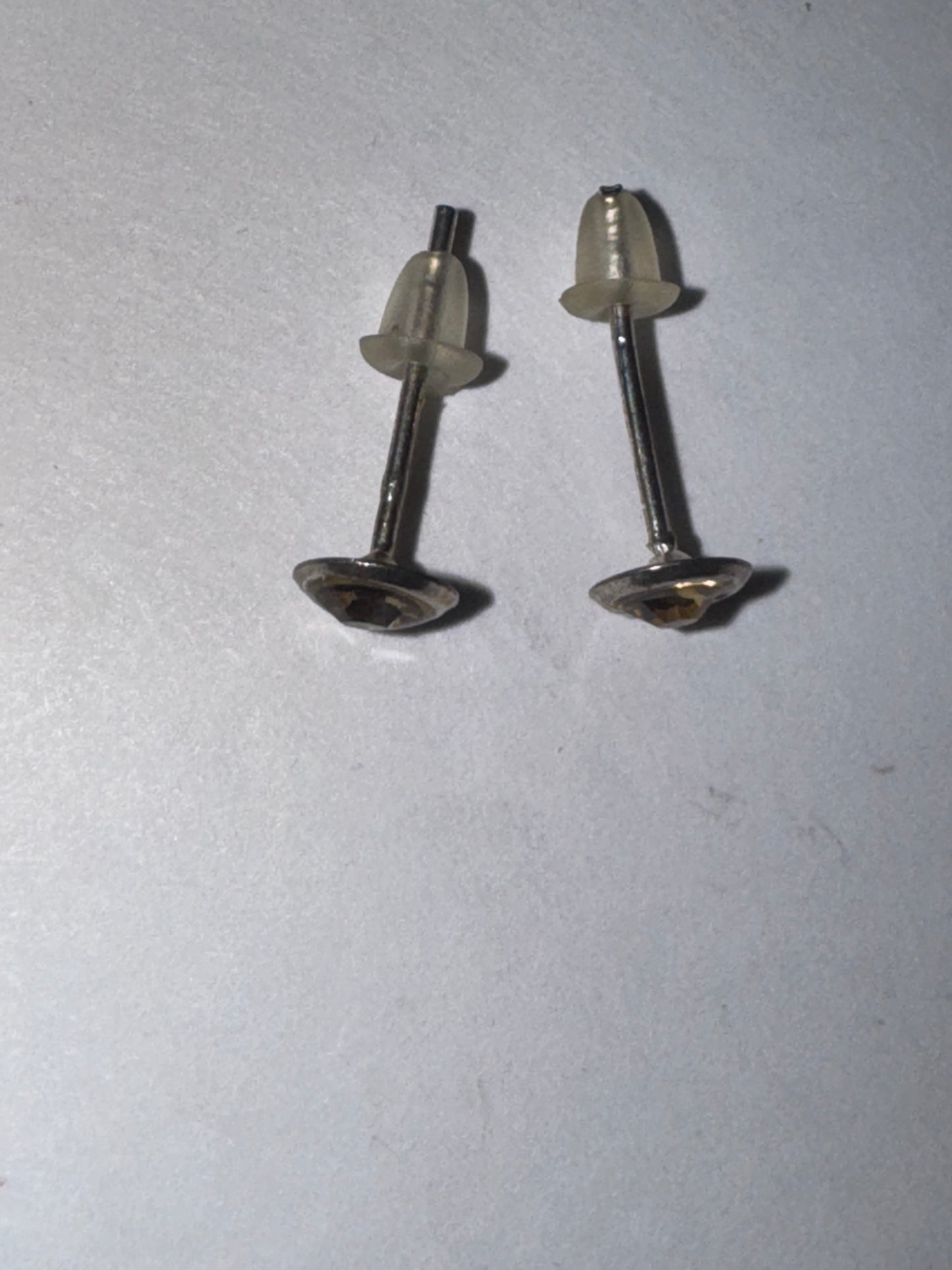 5 Mm Round Topaz Yellow Cz And Sterling Post Earrings