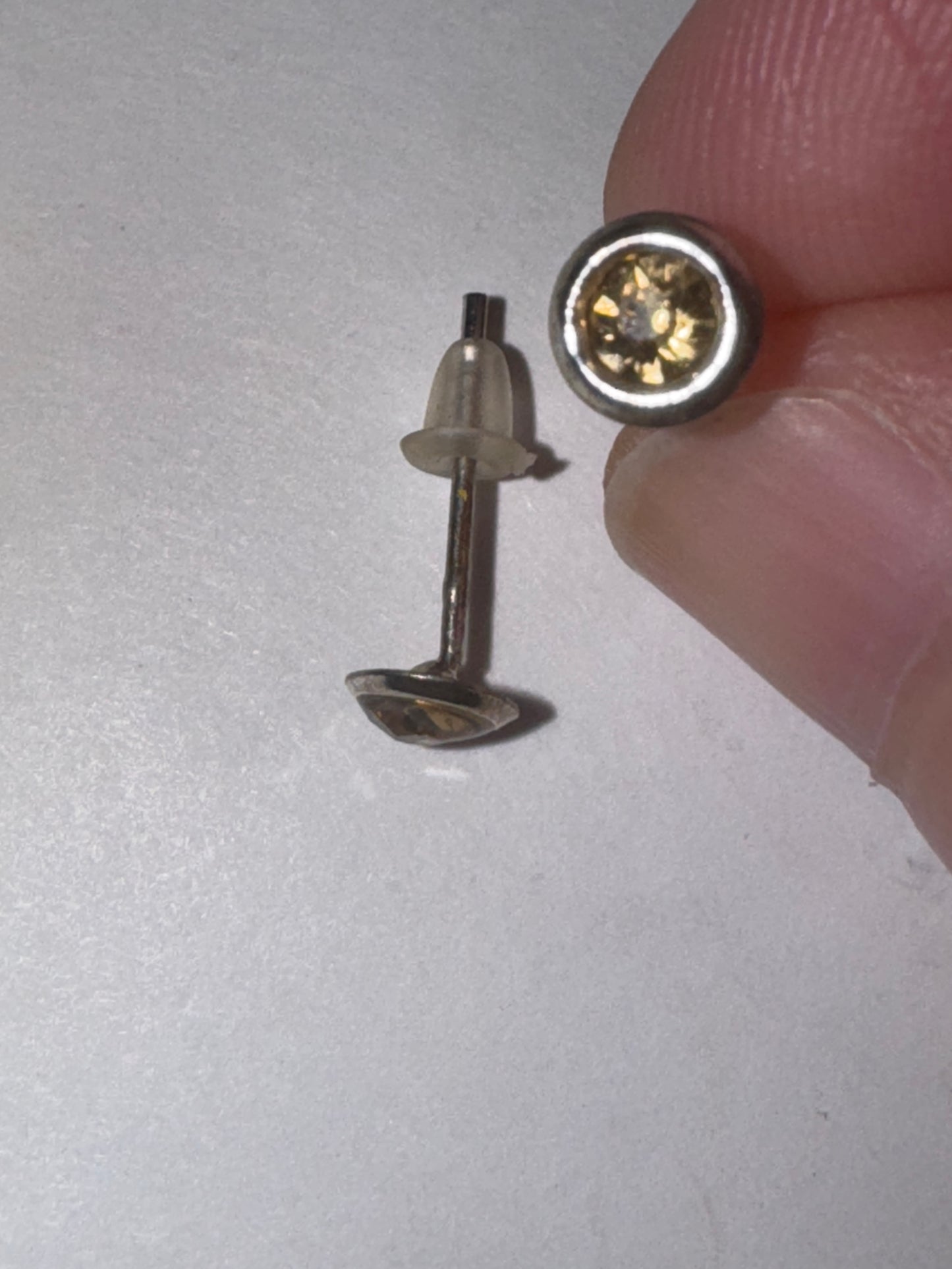 5 Mm Round Topaz Yellow Cz And Sterling Post Earrings