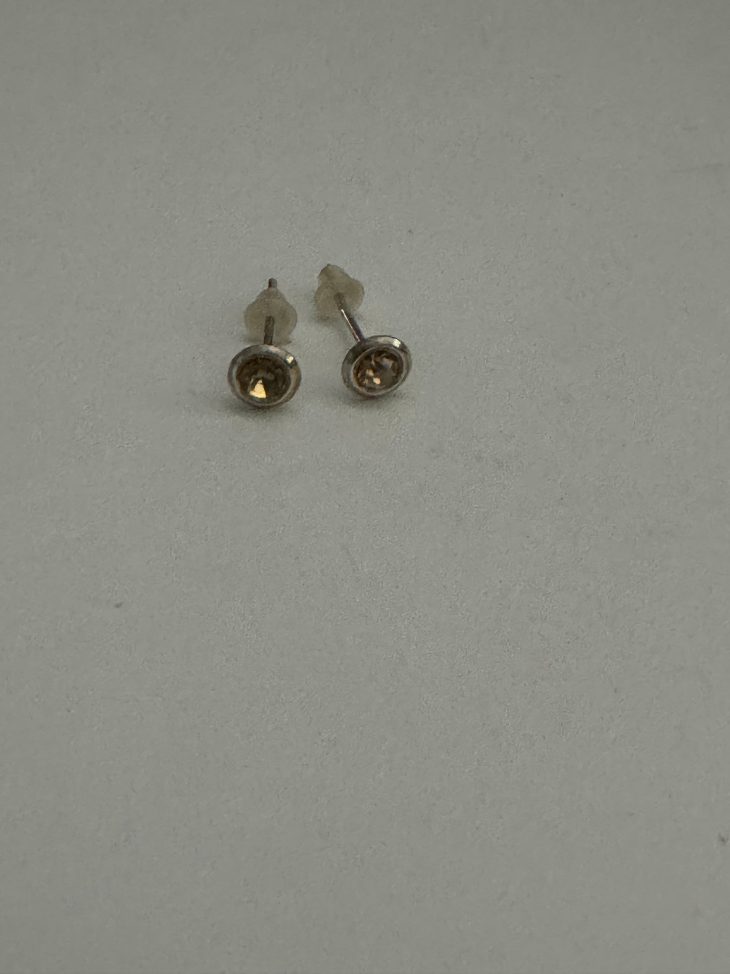 5 Mm Round Topaz Yellow Cz And Sterling Post Earrings
