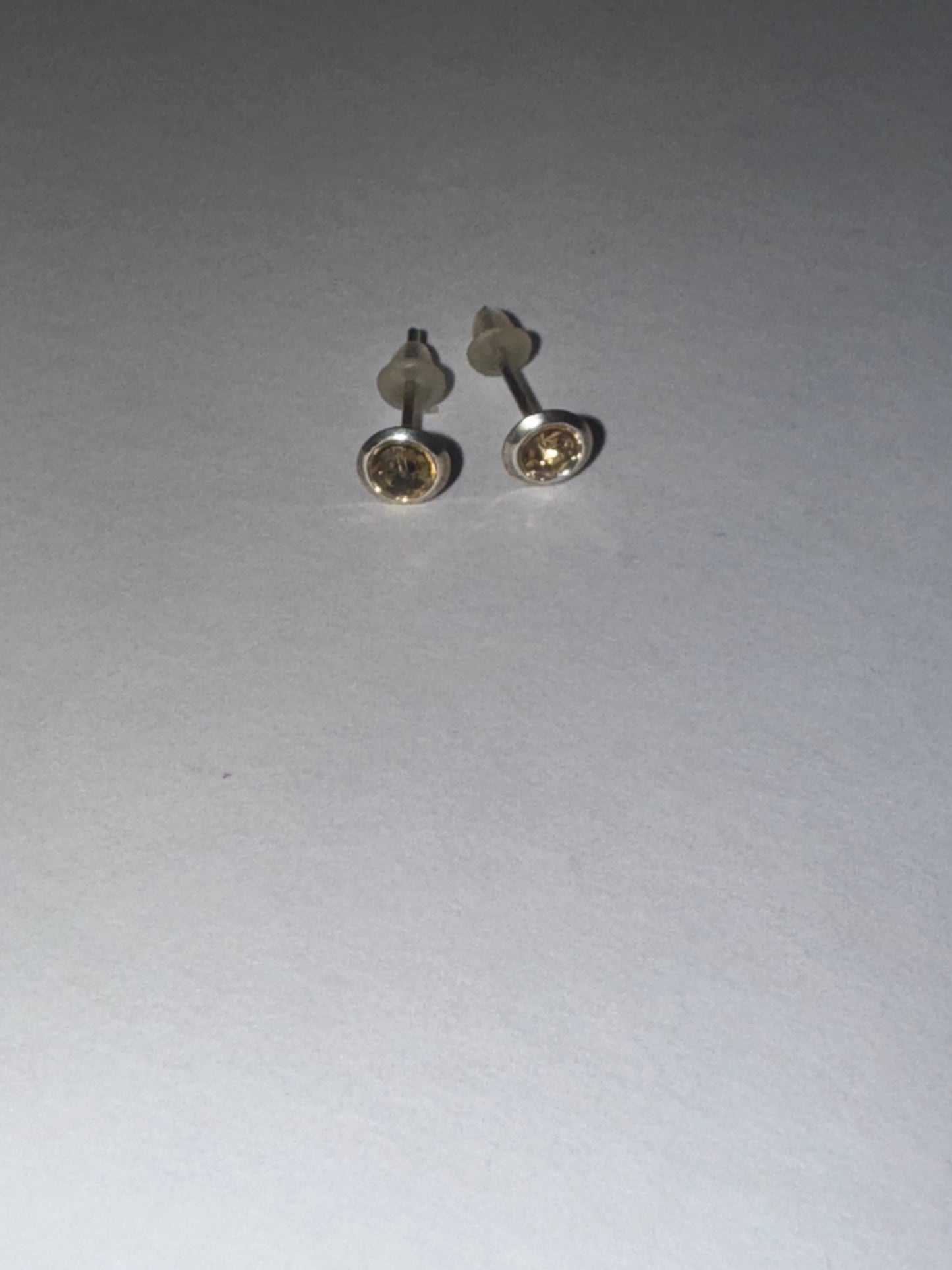 5 Mm Round Topaz Yellow Cz And Sterling Post Earrings