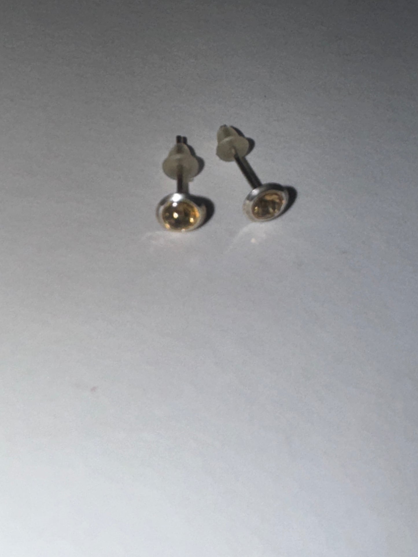 5 Mm Round Topaz Yellow Cz And Sterling Post Earrings