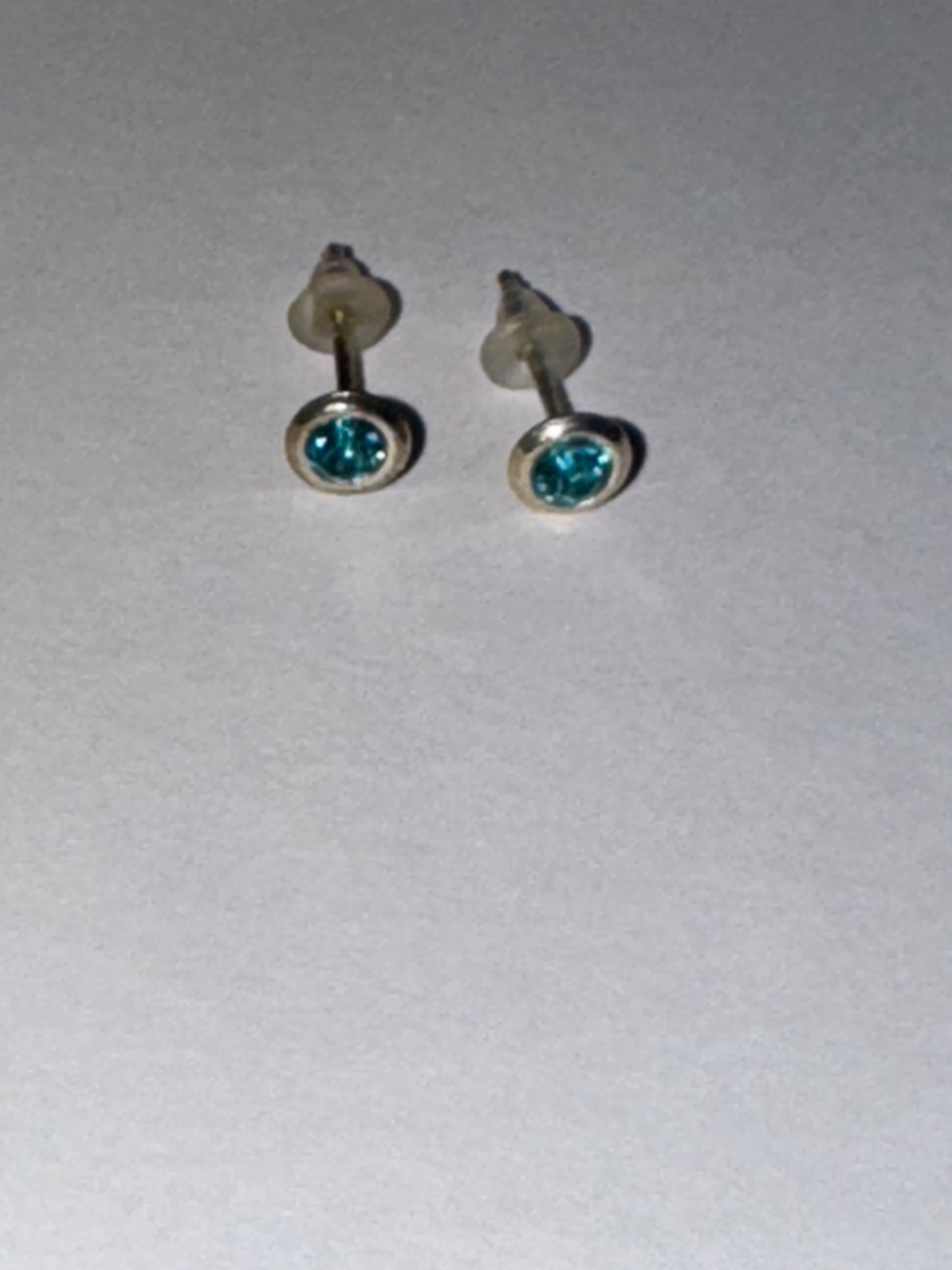 5 Mm Round Aqua Blue Cz And Sterling Post Earrings