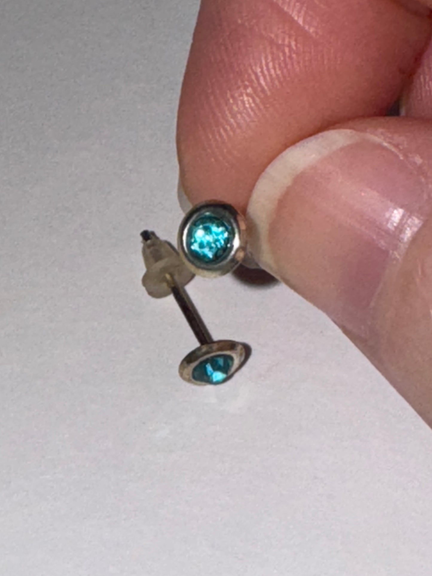 5 Mm Round Aqua Blue Cz And Sterling Post Earrings