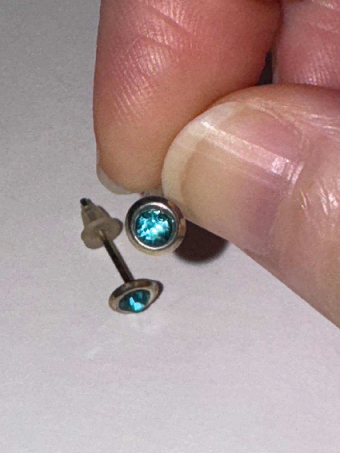 5 Mm Round Aqua Blue Cz And Sterling Post Earrings