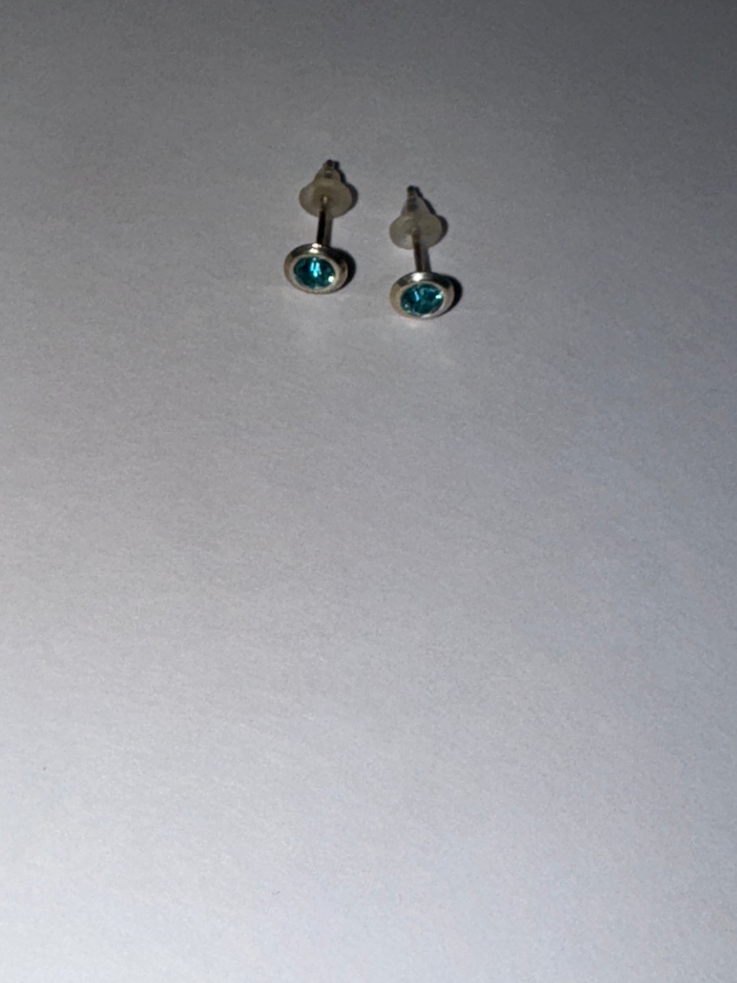 5 Mm Round Aqua Blue Cz And Sterling Post Earrings