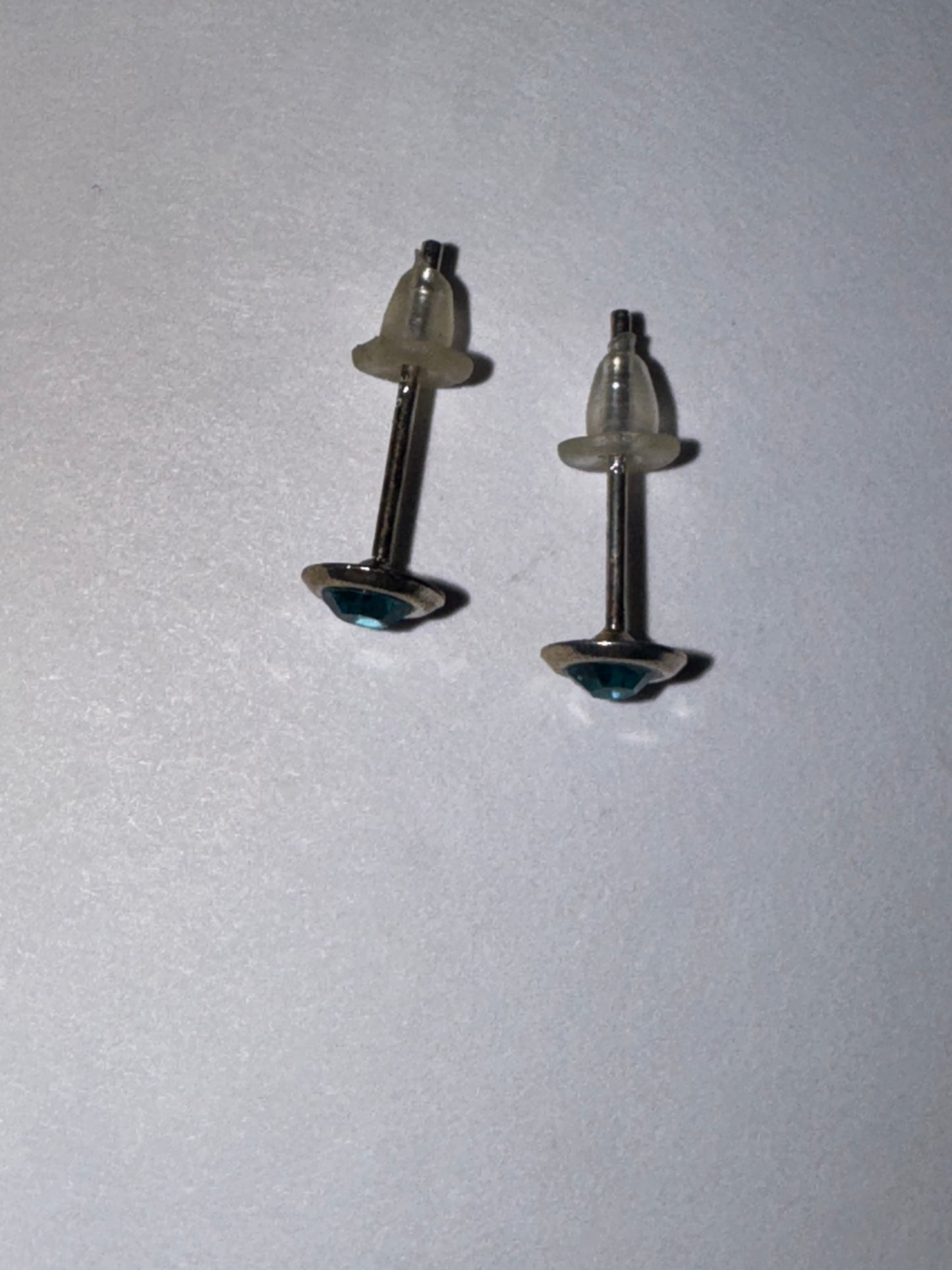 5 Mm Round Aqua Blue Cz And Sterling Post Earrings