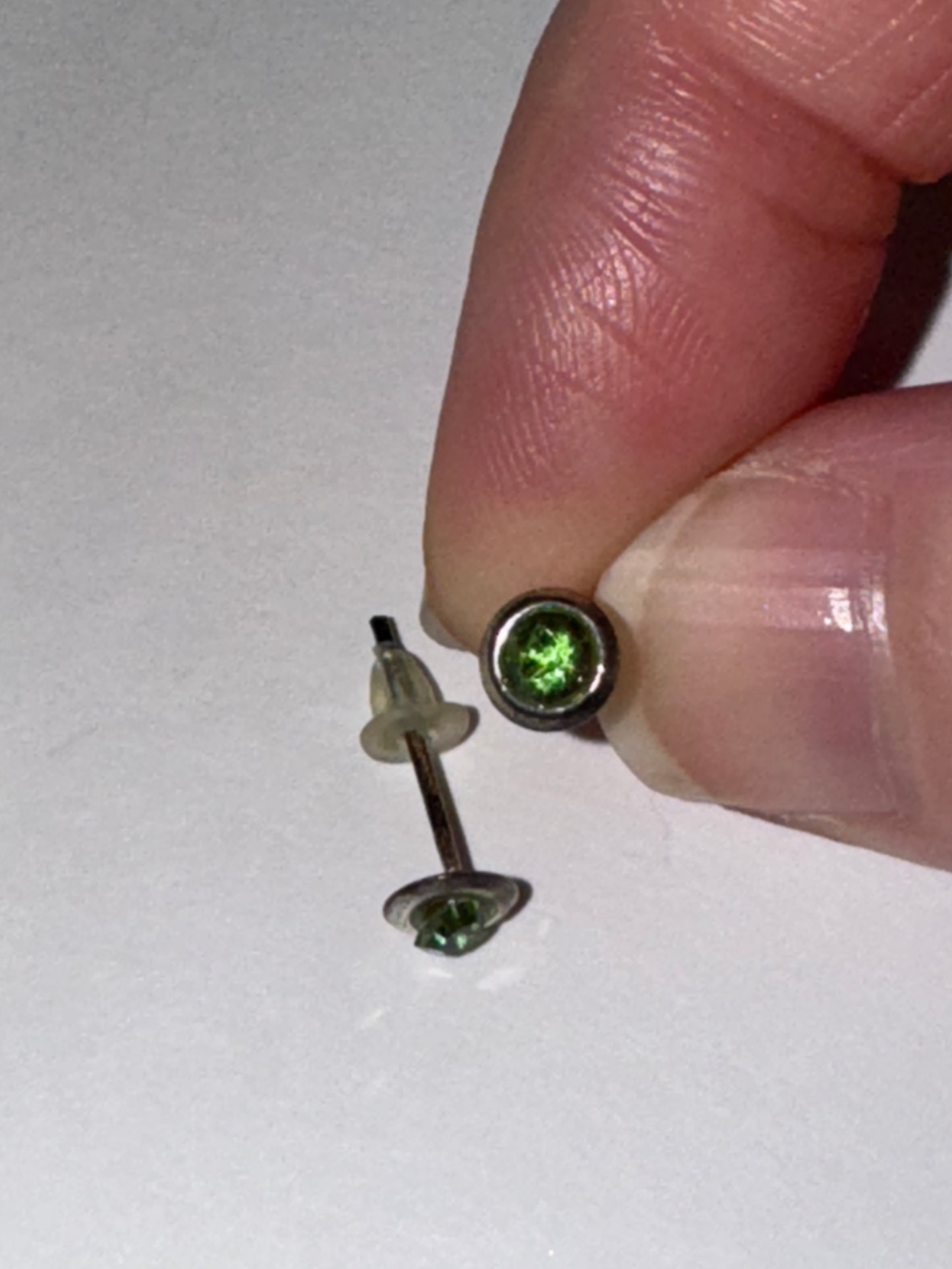 5 Mm Round Green Cz And Sterling Post Earrings