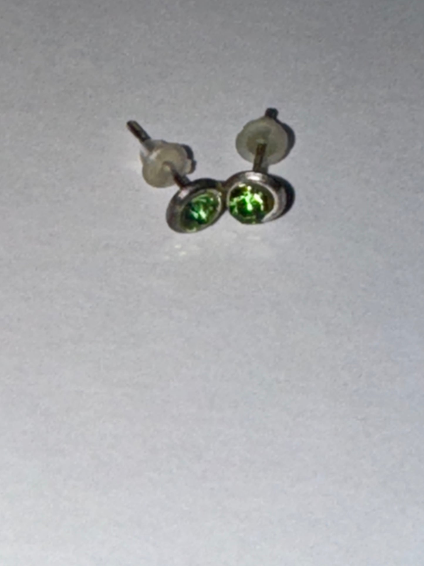 5 Mm Round Green Cz And Sterling Post Earrings