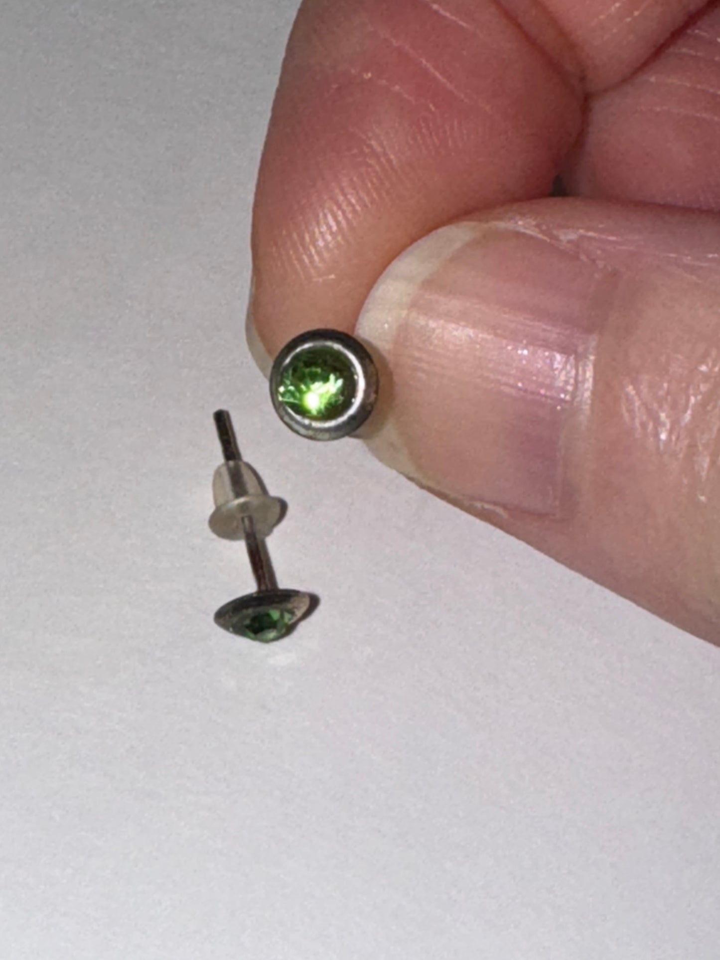 5 Mm Round Green Cz And Sterling Post Earrings