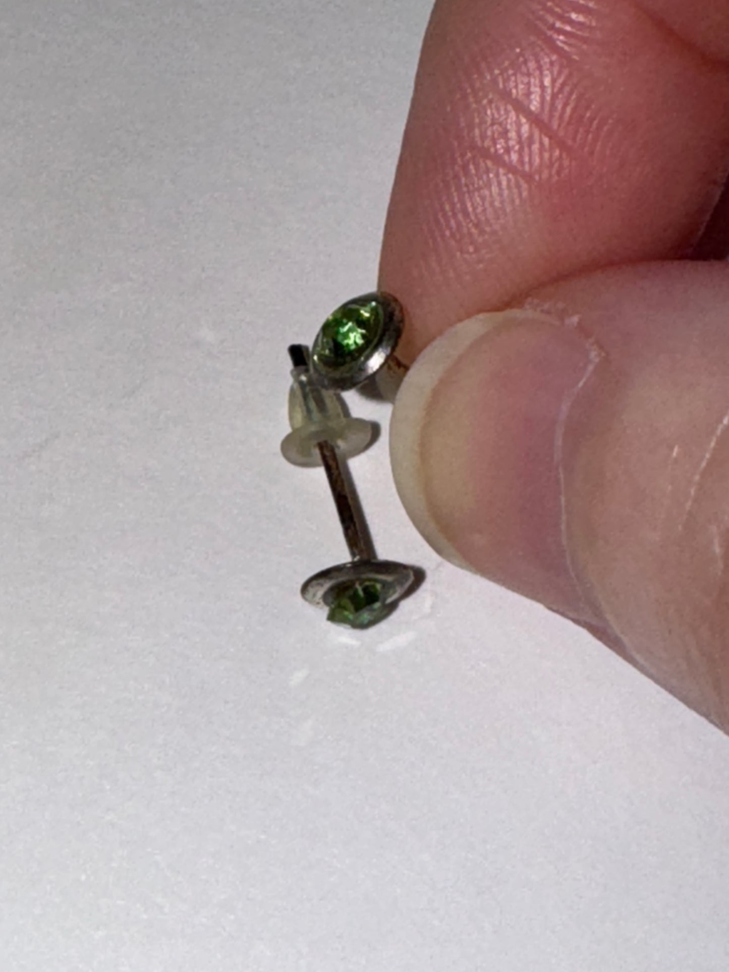 5 Mm Round Green Cz And Sterling Post Earrings
