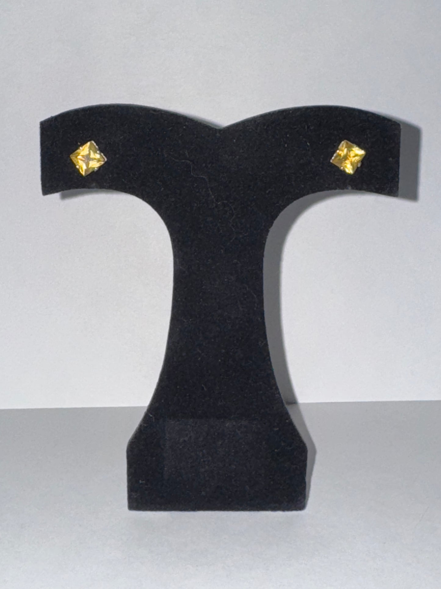 6.72Mm Square Clear Cz And Sterling Post Earrings
