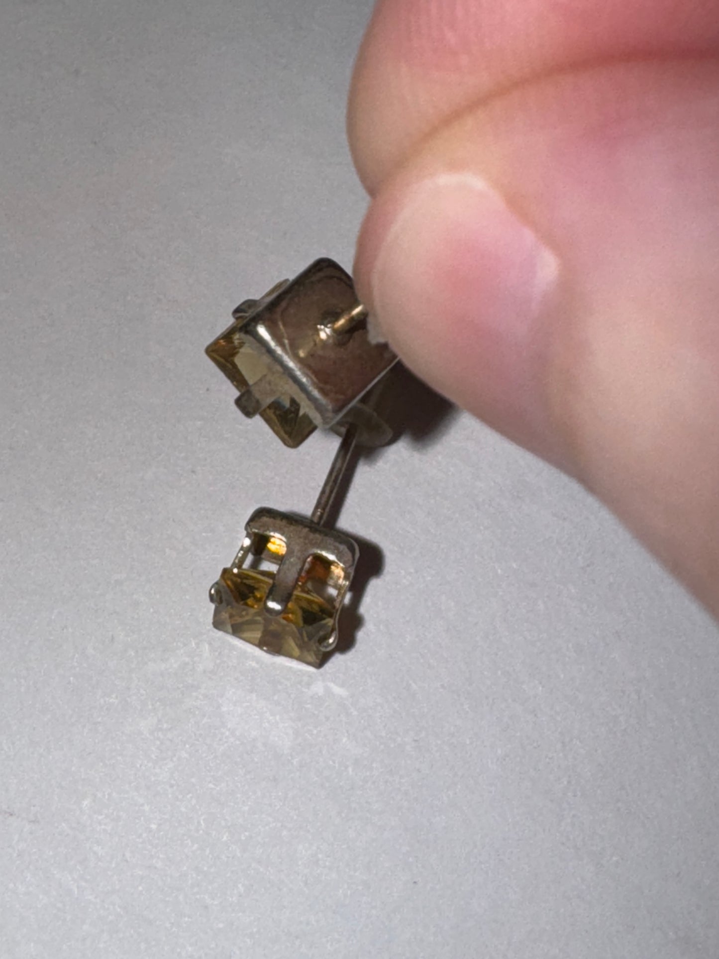 6.72Mm Square Clear Cz And Sterling Post Earrings