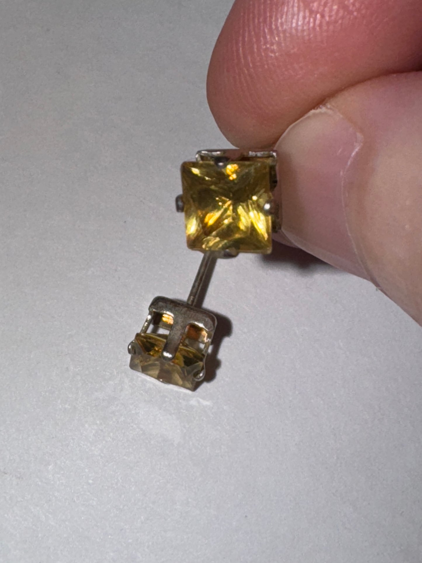 6.72Mm Square Clear Cz And Sterling Post Earrings