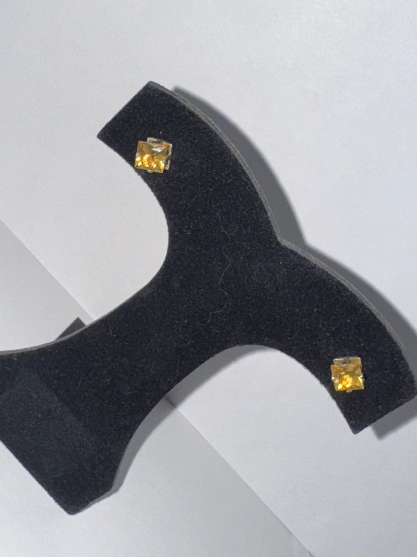 6.72Mm Square Clear Cz And Sterling Post Earrings