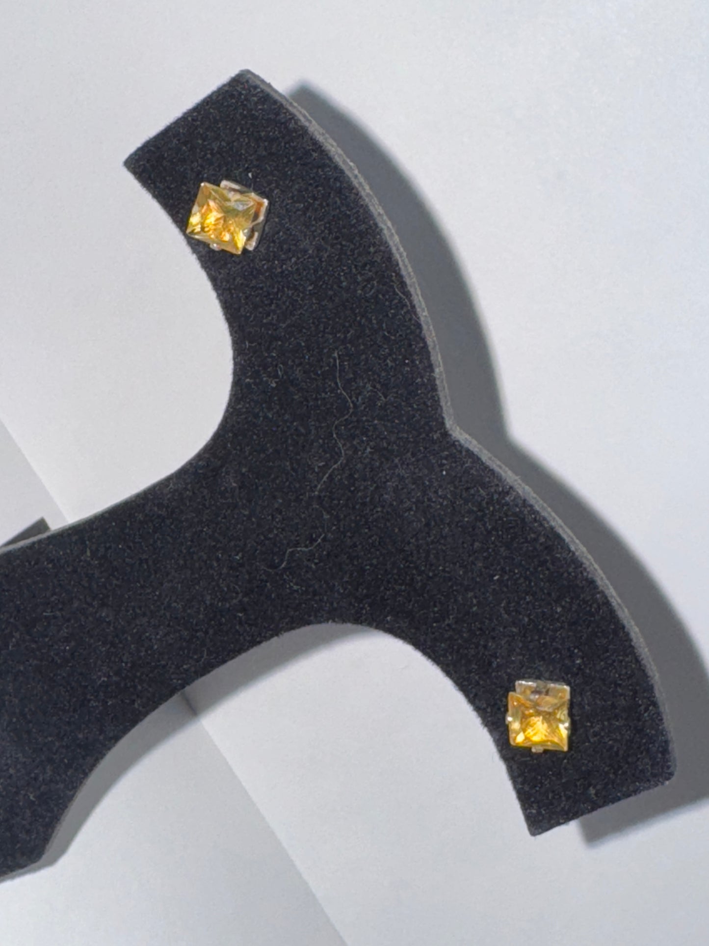 6.72Mm Square Clear Cz And Sterling Post Earrings