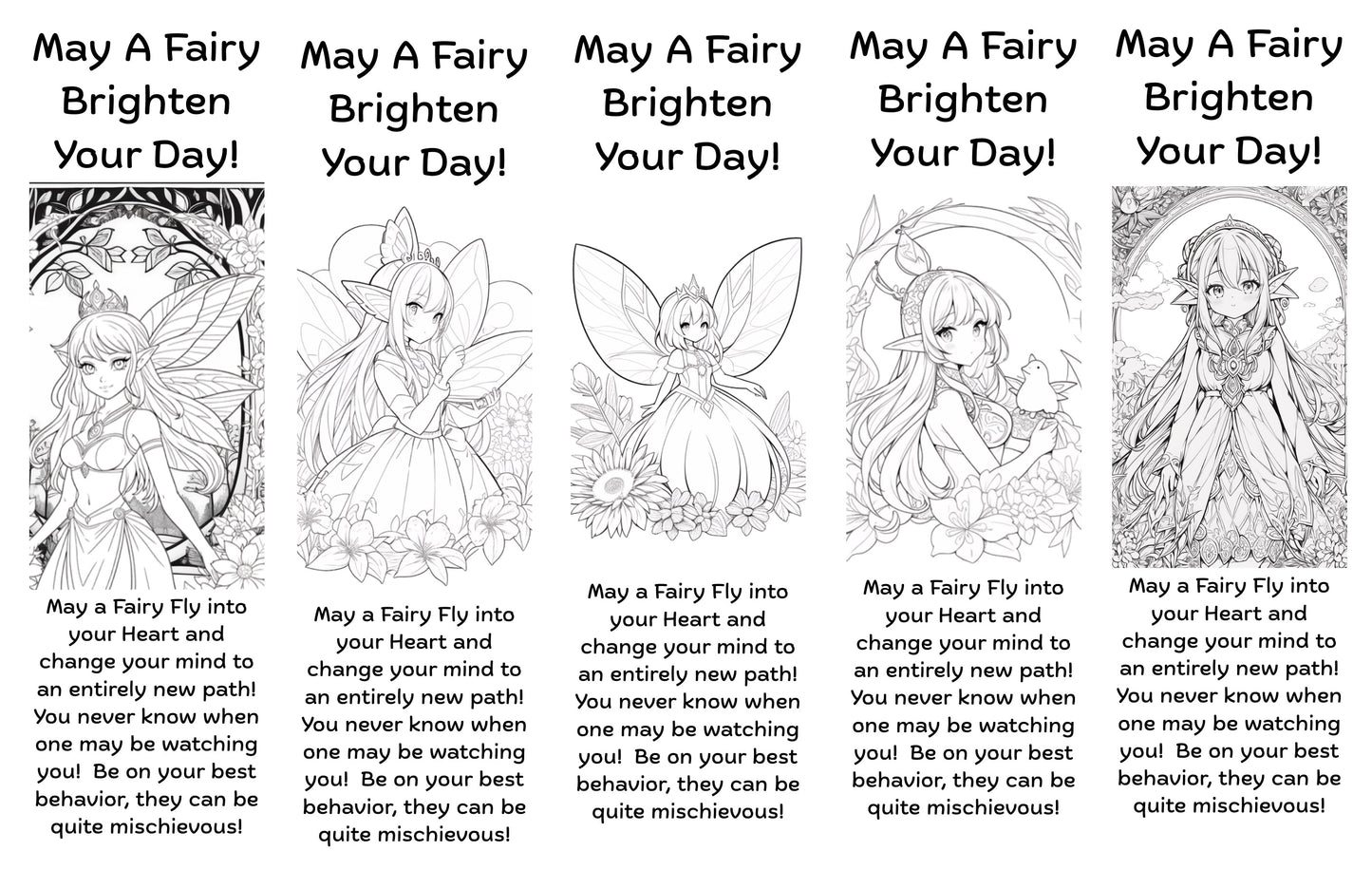 Color Your Own Fairy Bookmarks, 5 qty!