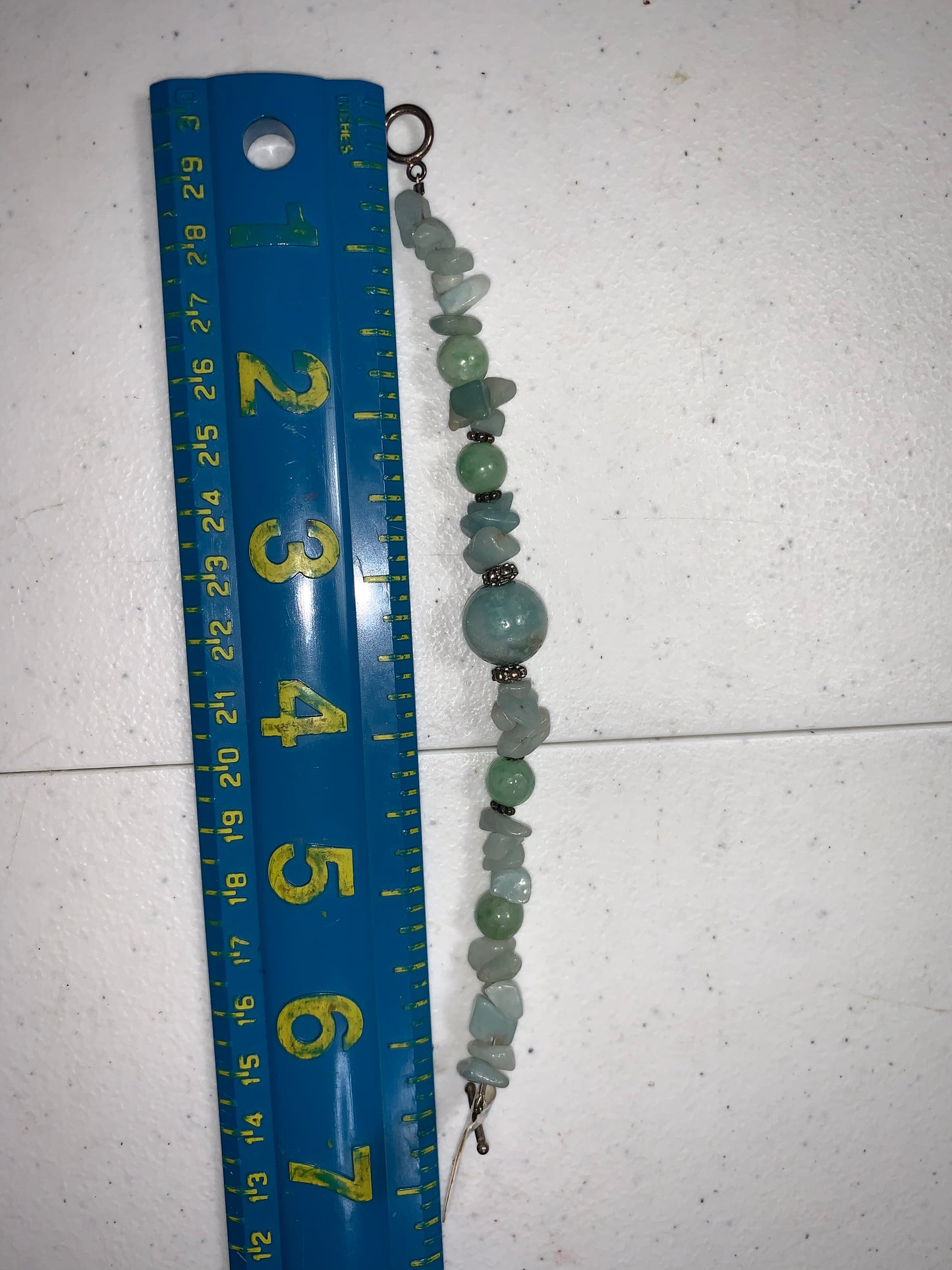 6 1/2" Aquamarine, Jade, Amazonite Beaded Bracelet