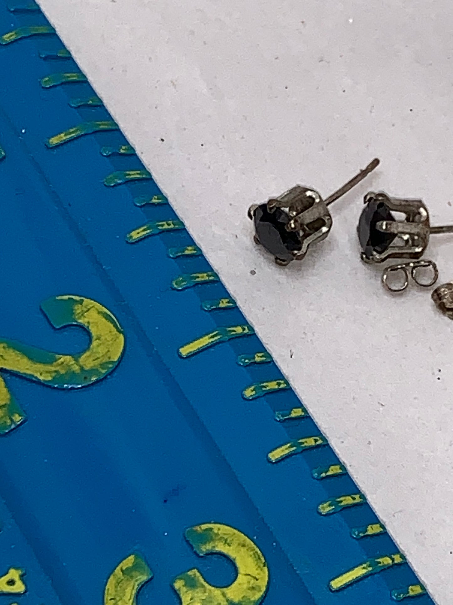 6mm Round Black Cz And Sterling Silver Post Earrings