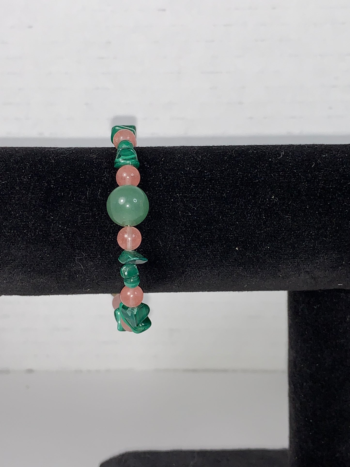 6 1/4" Malachite and Cherry Quartz Bracelet