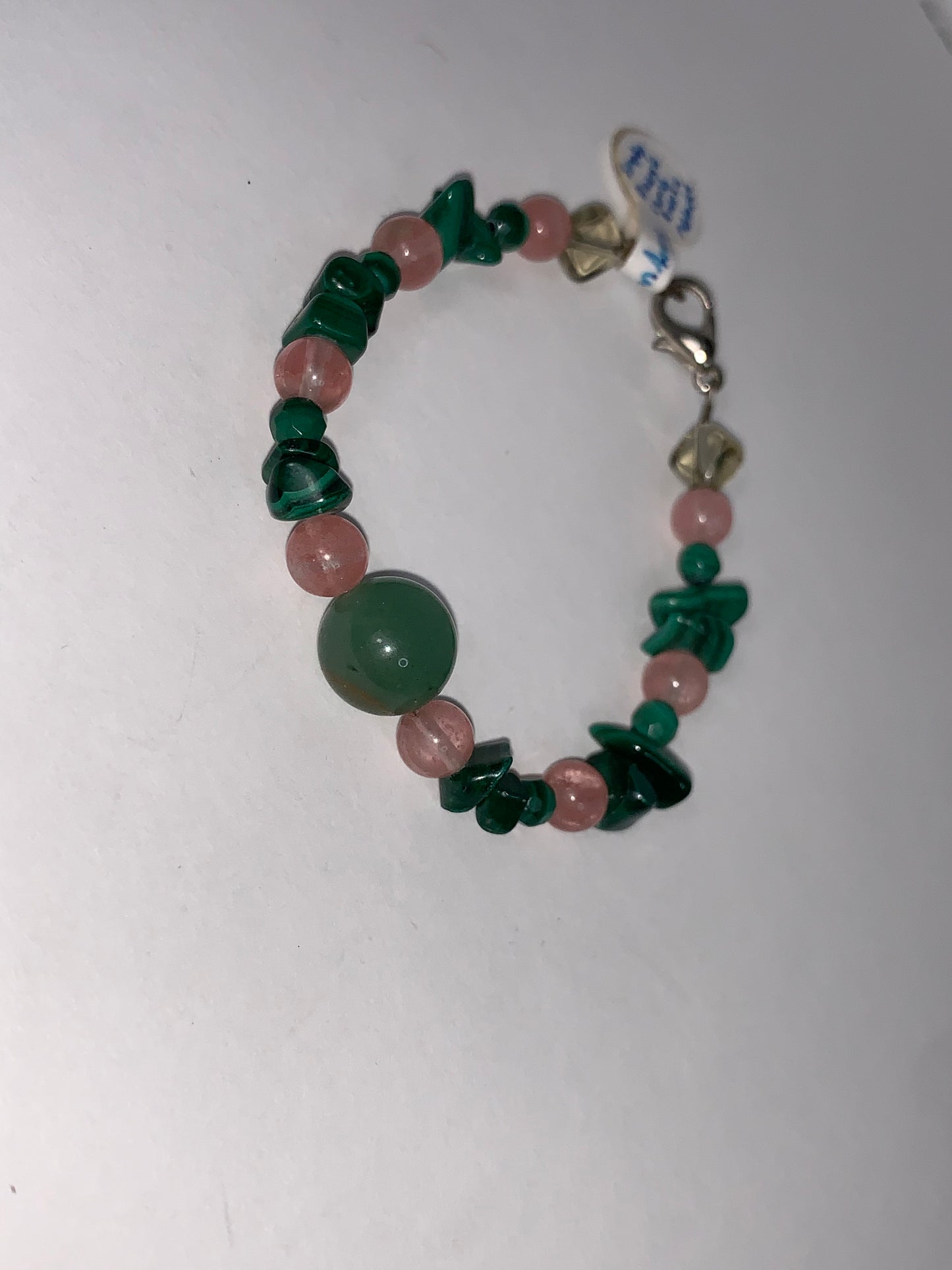 6 1/4" Malachite and Cherry Quartz Bracelet