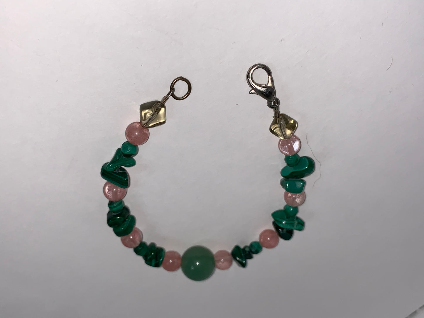 6 1/4" Malachite and Cherry Quartz Bracelet
