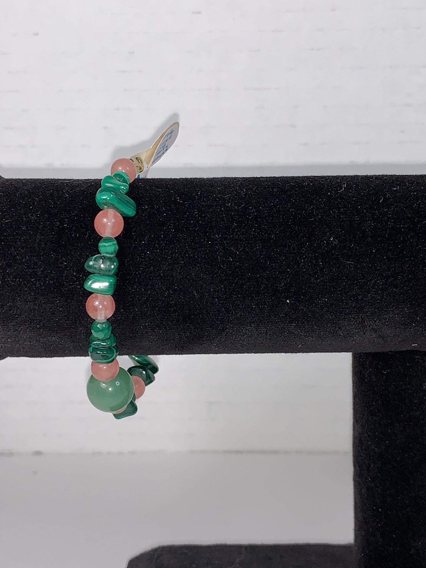 6 1/4" Malachite and Cherry Quartz Bracelet