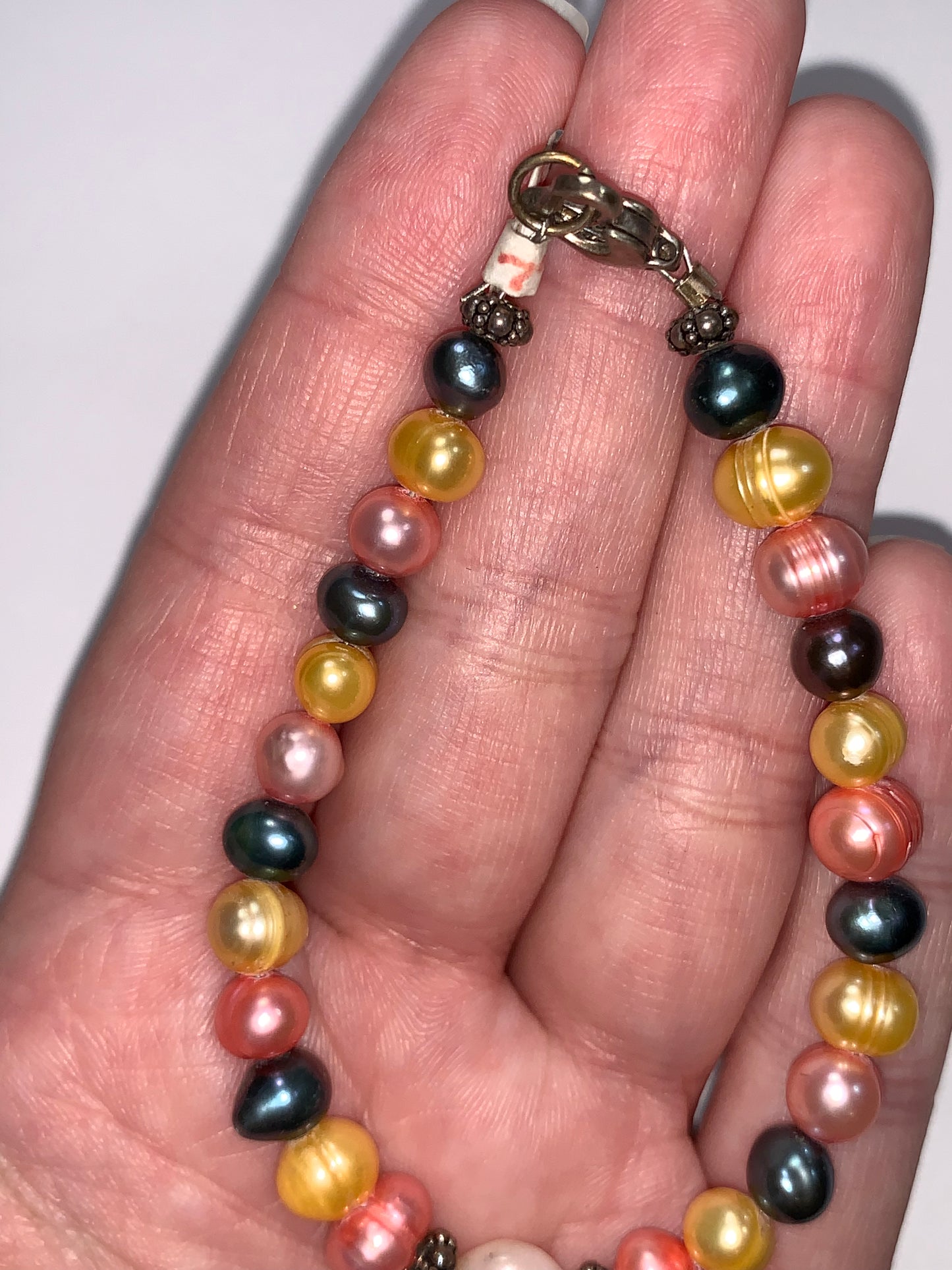 7 1/2" Freshwater Pearl And Opal Bracelet
