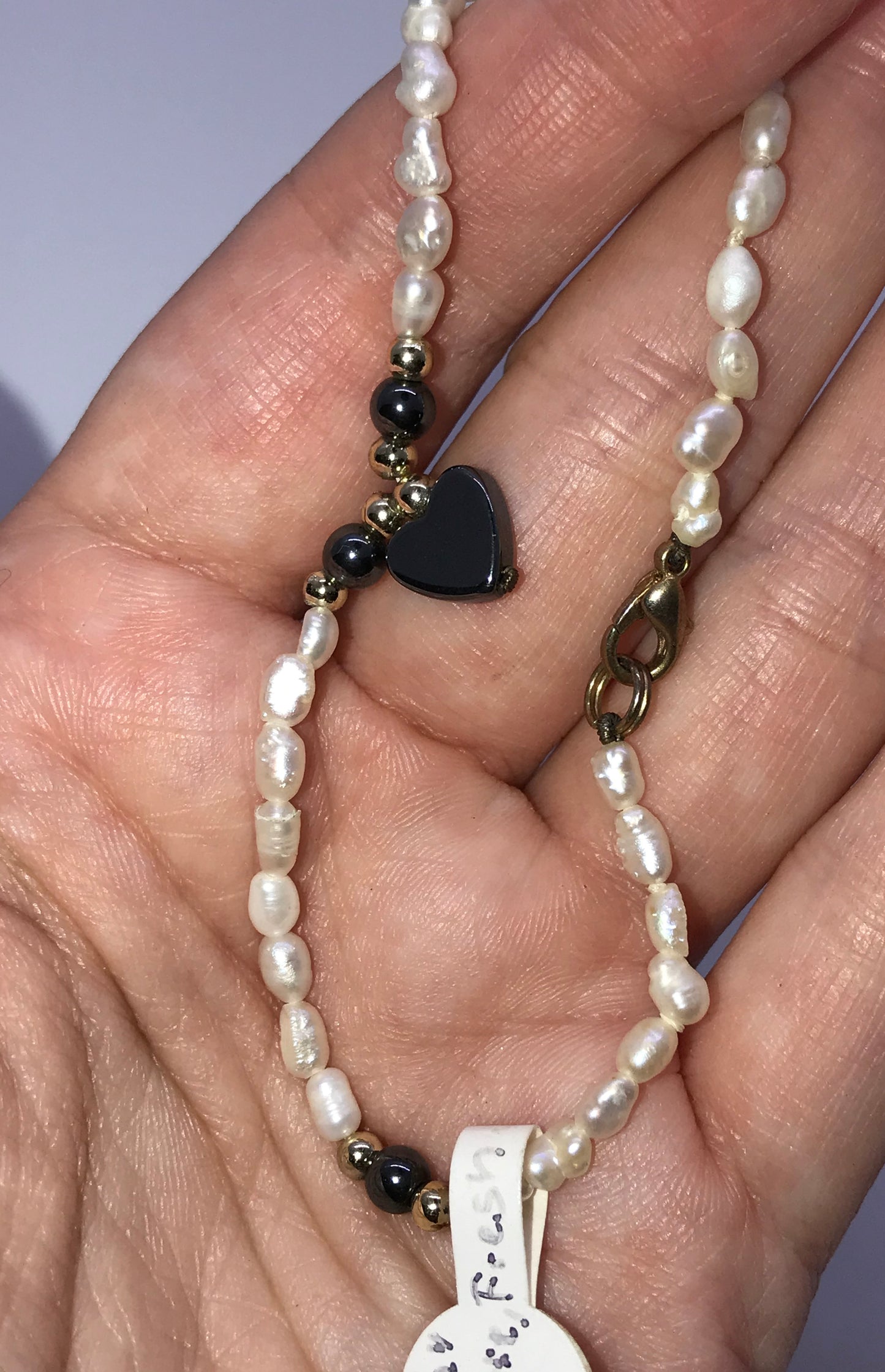 7 1/2" Freshwater Pearl and Hematite Bracelet