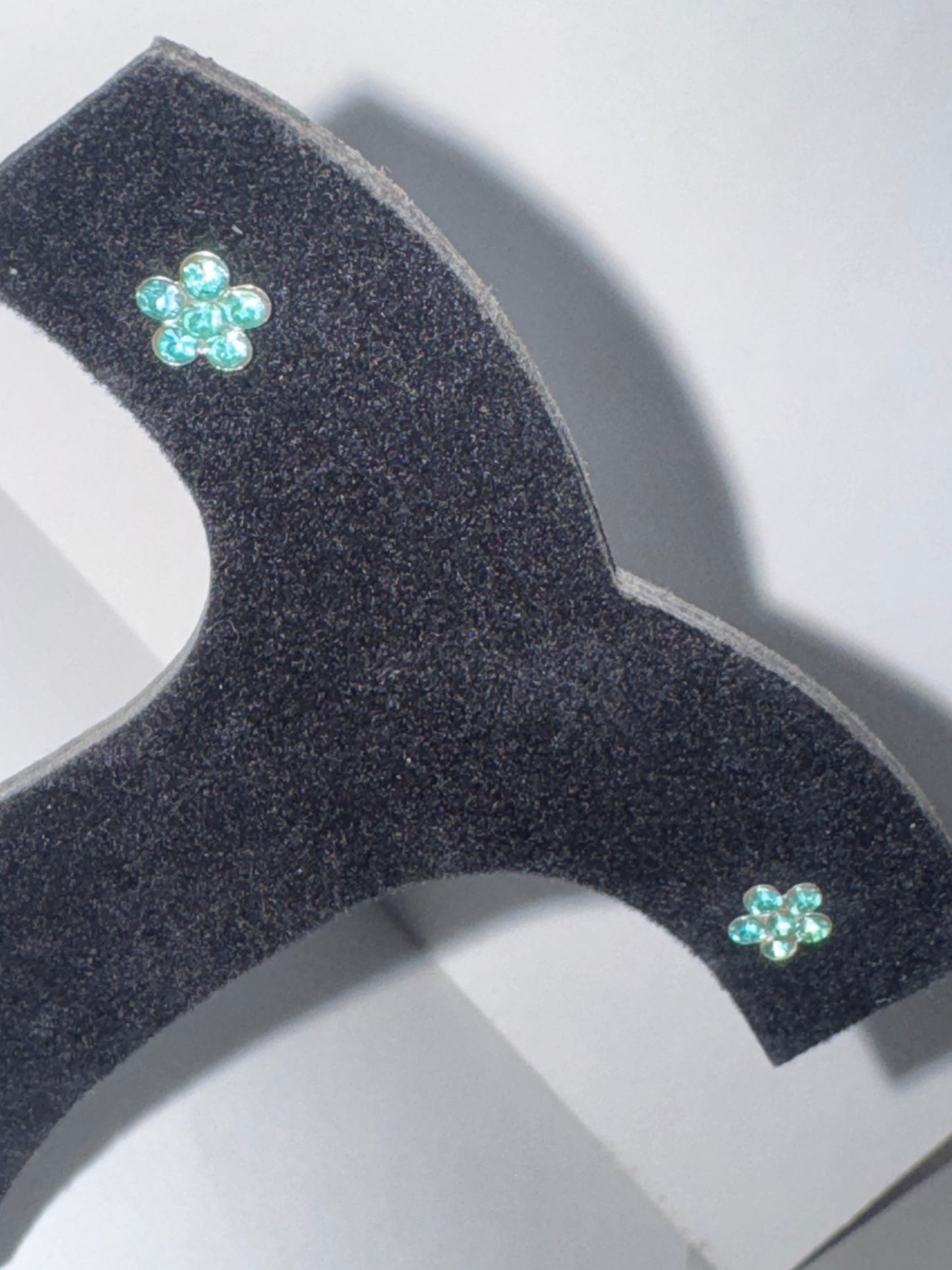 7mm Aqua Blue Flower Cz And Sterling Post Earrings